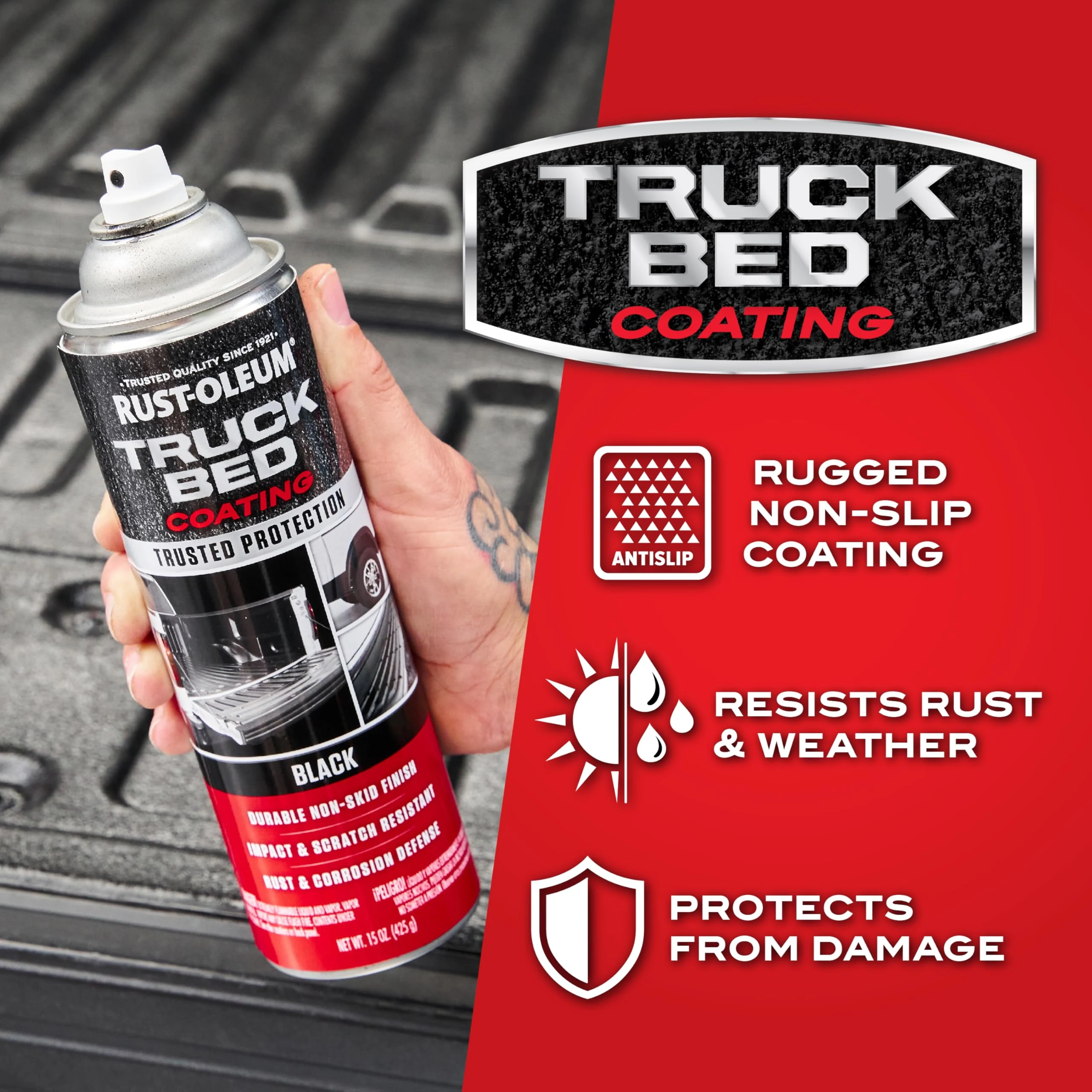 Rust-Oleum Automotive Truck Bed Coating Spray Paint, Black product photo, view 4 of 7
