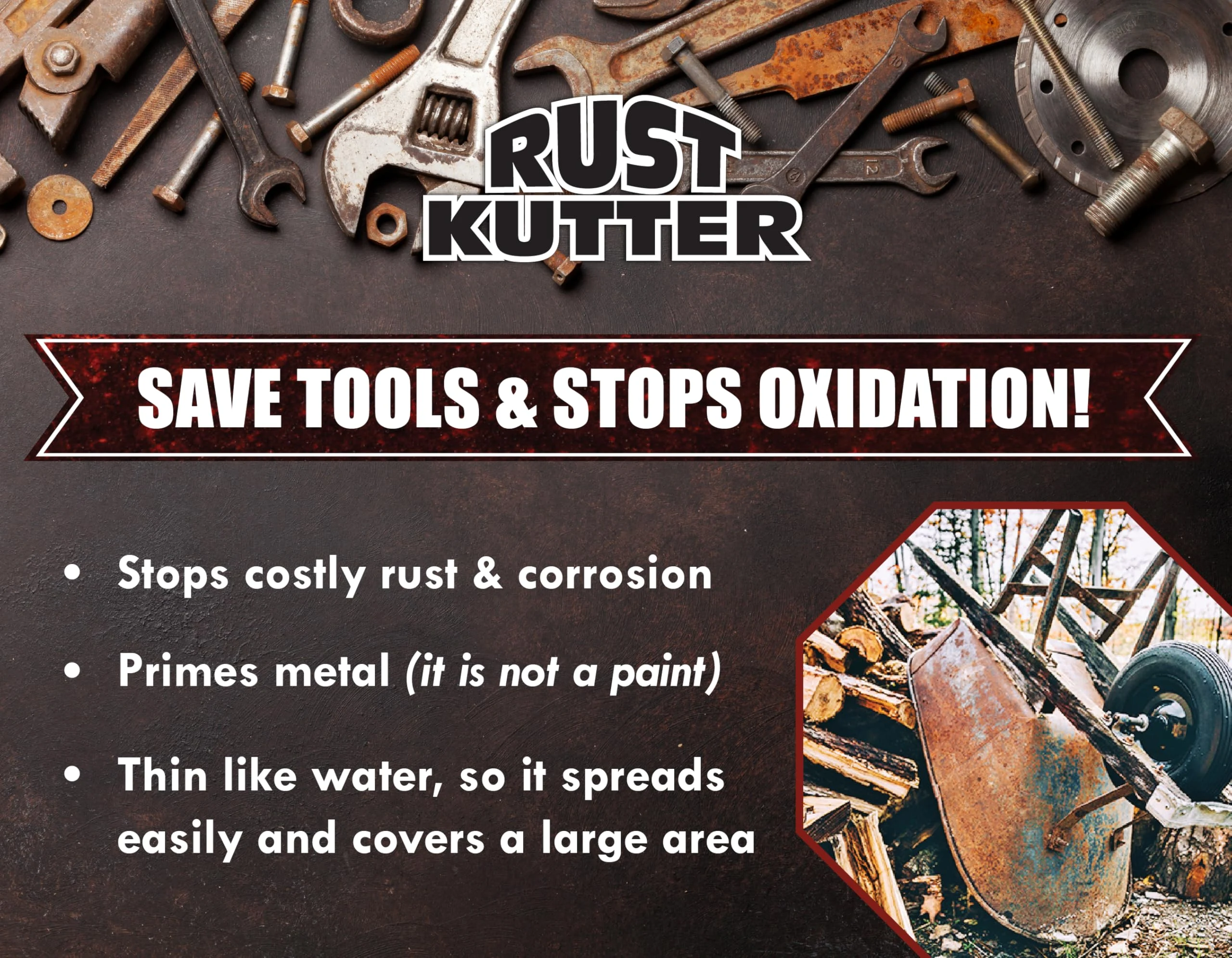 Rust Kutter - Stops Rust and Converts Rust Spots to Leave A Primed Surface Ready to Paint, Professional Rust Repair Manufactu product photo, view 5 of 7