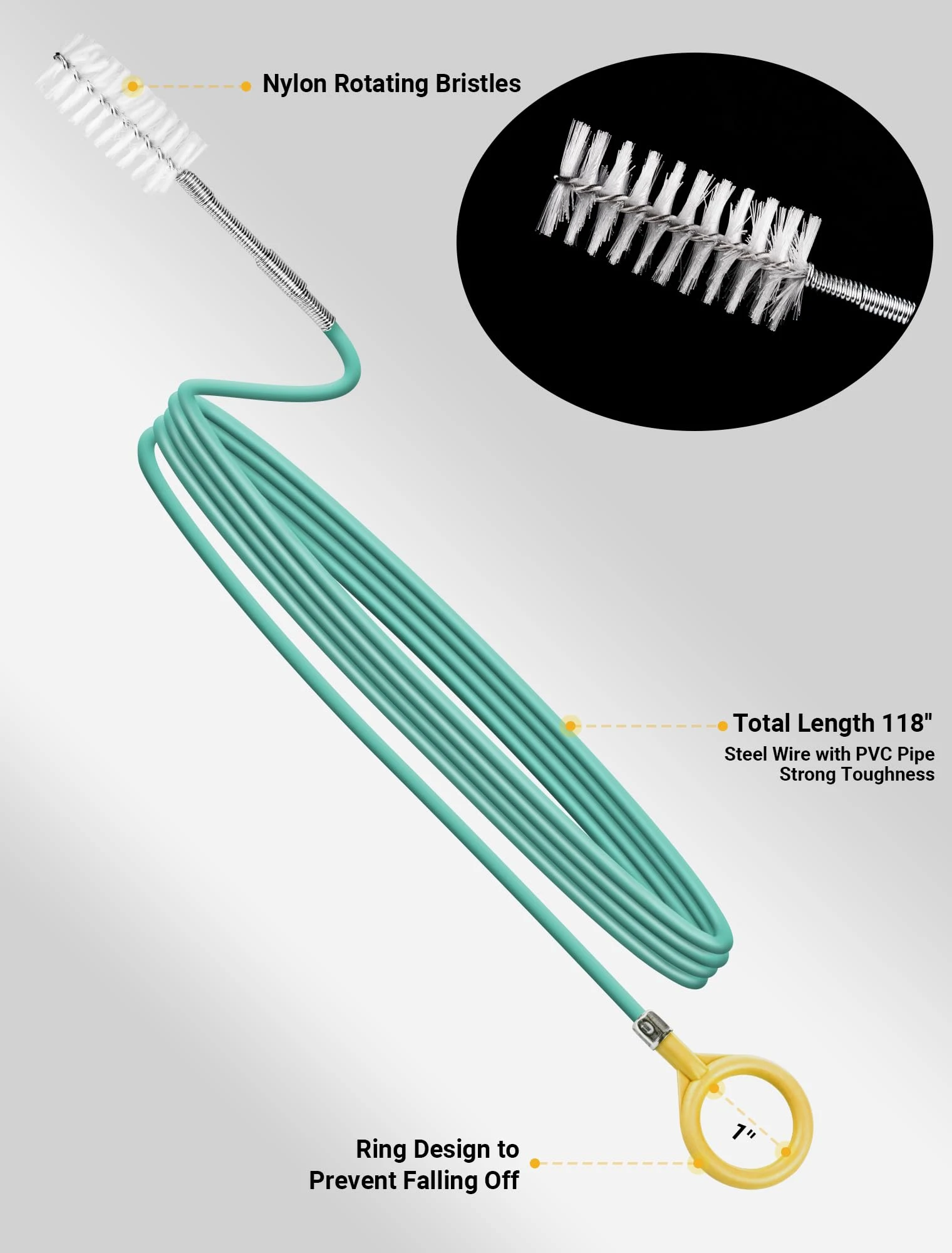 SARDVISA 120-Inch Sunroof Drain Cleaning Brush, Flexible Tube Cleaner product photo, view 3 of 7