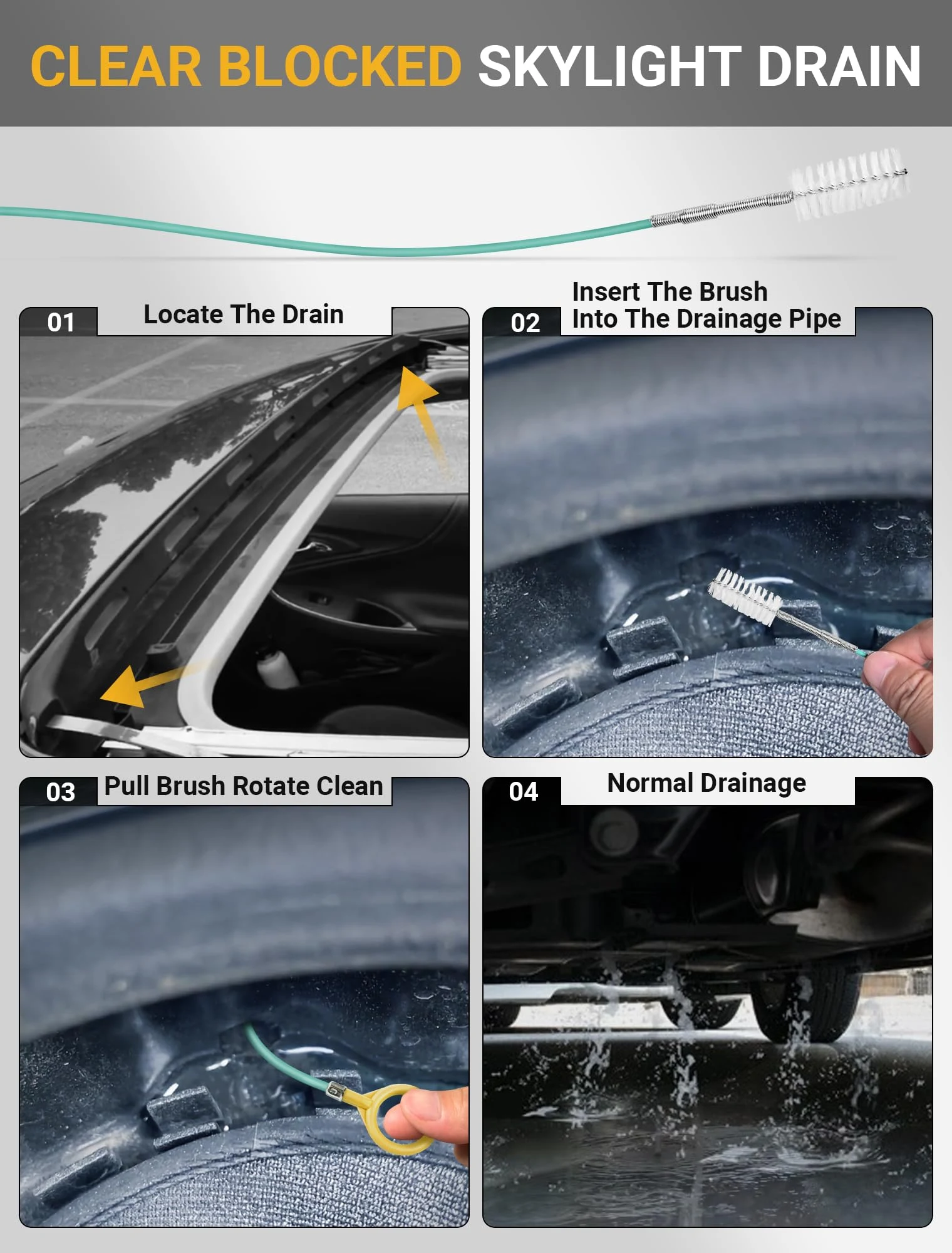 SARDVISA 120-Inch Sunroof Drain Cleaning Brush, Flexible Tube Cleaner product photo, view 5 of 7