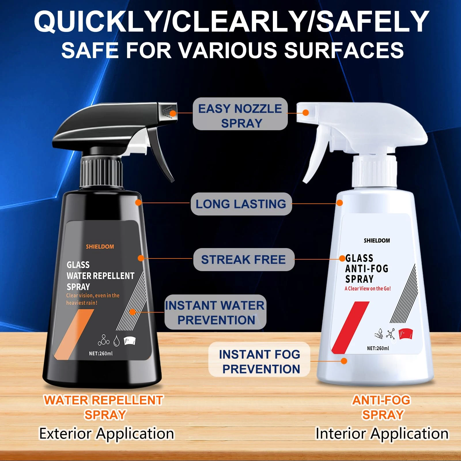SHIELDOM Anti Fog & Water Repellent Spray Car Windshield Defogger Glass Rain Repellent Hydrophobic Coating Waterproof Prevent product photo, view 2 of 6
