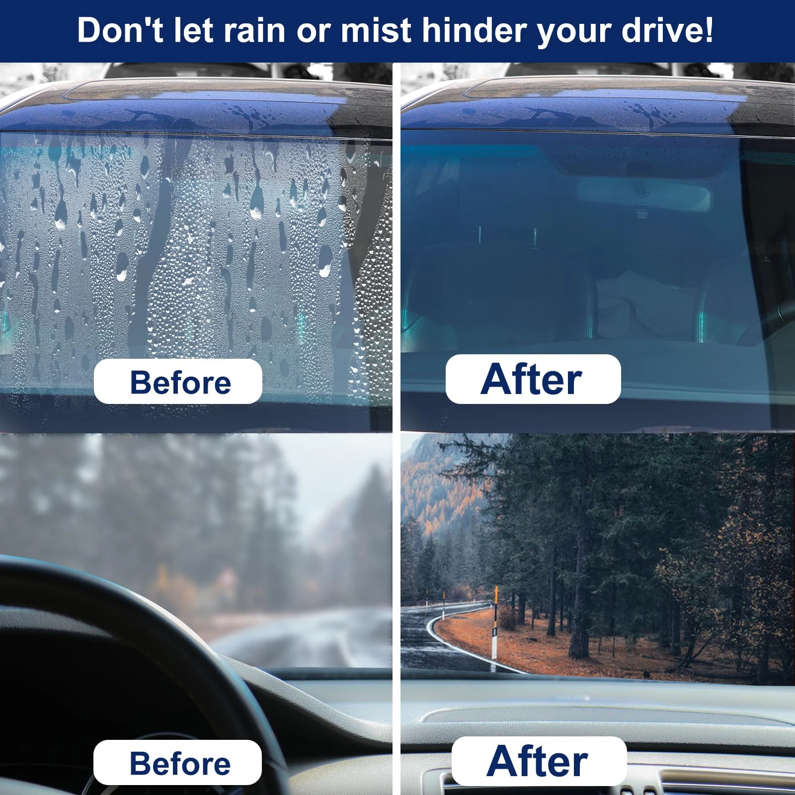 SHIELDOM Anti Fog & Water Repellent Spray Car Windshield Defogger Glass Rain Repellent Hydrophobic Coating Waterproof Prevent product photo, view 3 of 6