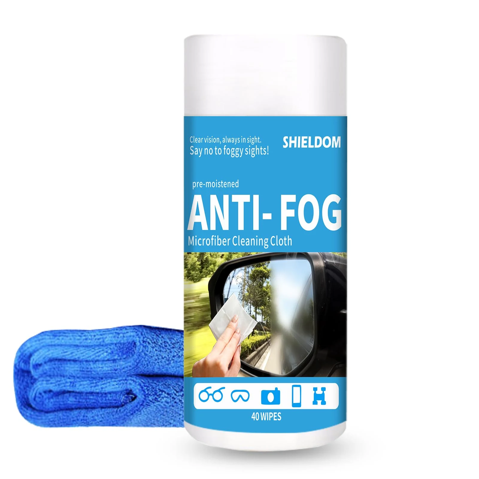 SHIELDOM Glass Anti-Fog Wipes Pre-moistened Defogger to Prevent Fogging on Bathroom Mirror, Shower Door, Car Windshield, Wind product photo, view 5 of 10