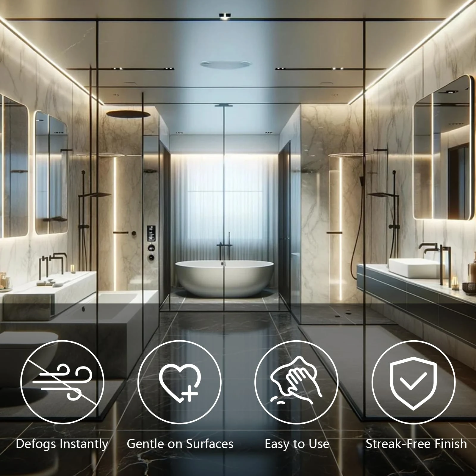 SHIELDOM Glass Anti-Fog Wipes Pre-moistened Defogger to Prevent Fogging on Bathroom Mirror, Shower Door, Car Windshield, Wind product photo, view 7 of 10