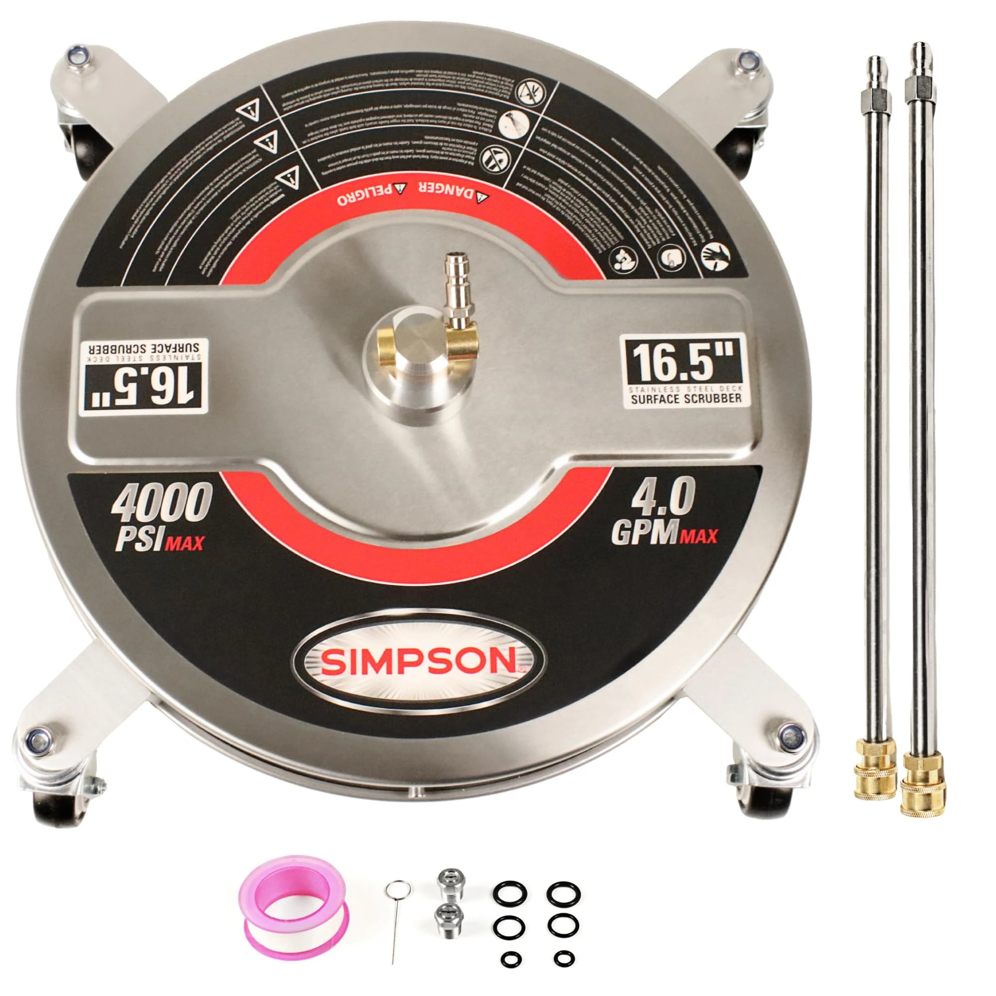 Simpson 16.5" Stainless Steel Pressure Washer Surface Cleaner, 80625 product photo, view 2 of 7