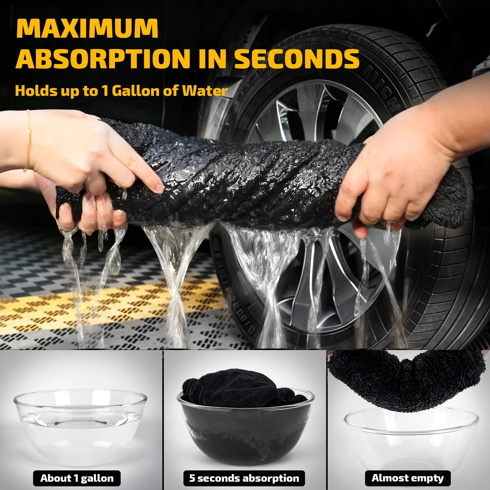SMINDER 2-Pack 1200 GSM Car Drying Towels – Microfiber Towels for Cars (36" x 24"), Ultra-Absorbent, Streak-Free, Scratch-Fre product photo, view 4 of 7