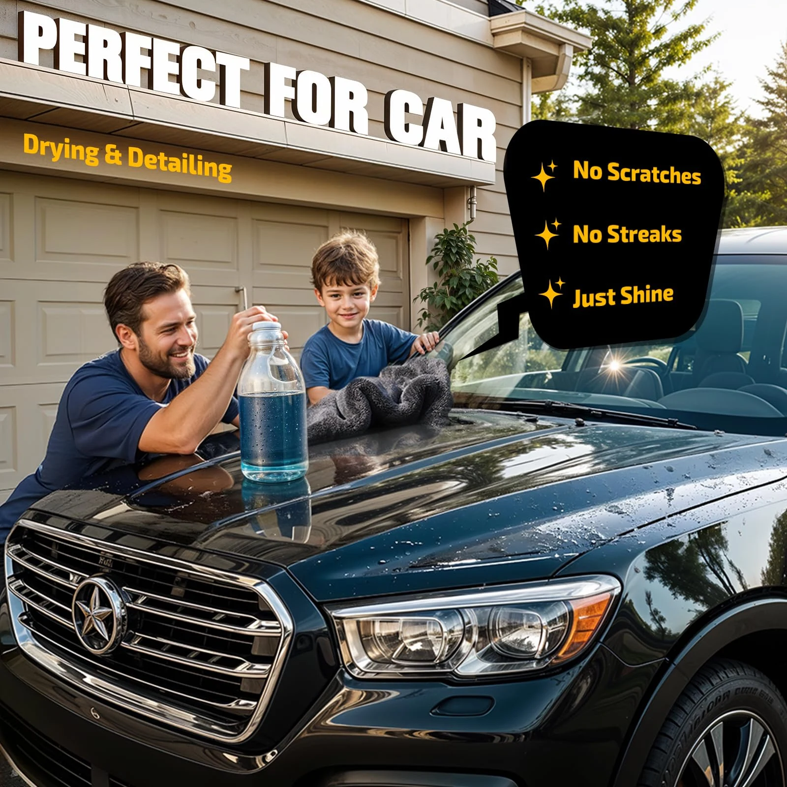 SMINDER 2-Pack 1200 GSM Car Drying Towels – Microfiber Towels for Cars (36" x 24"), Ultra-Absorbent, Streak-Free, Scratch-Fre product photo, view 6 of 7