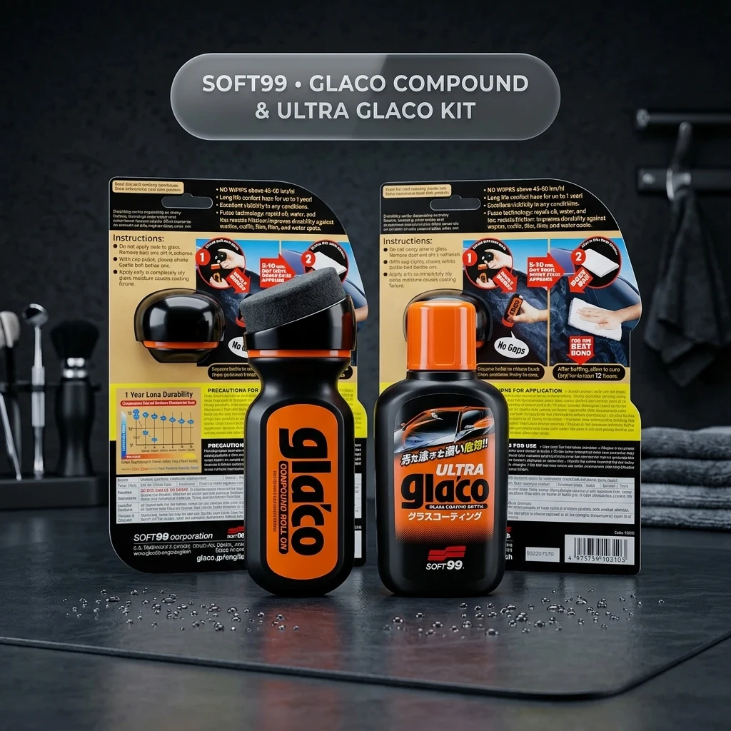 SOFT99 Glaco Compound Roll On 100ml & Ultra Glaco 70ml Bundle Pack product photo, view 1 of 6