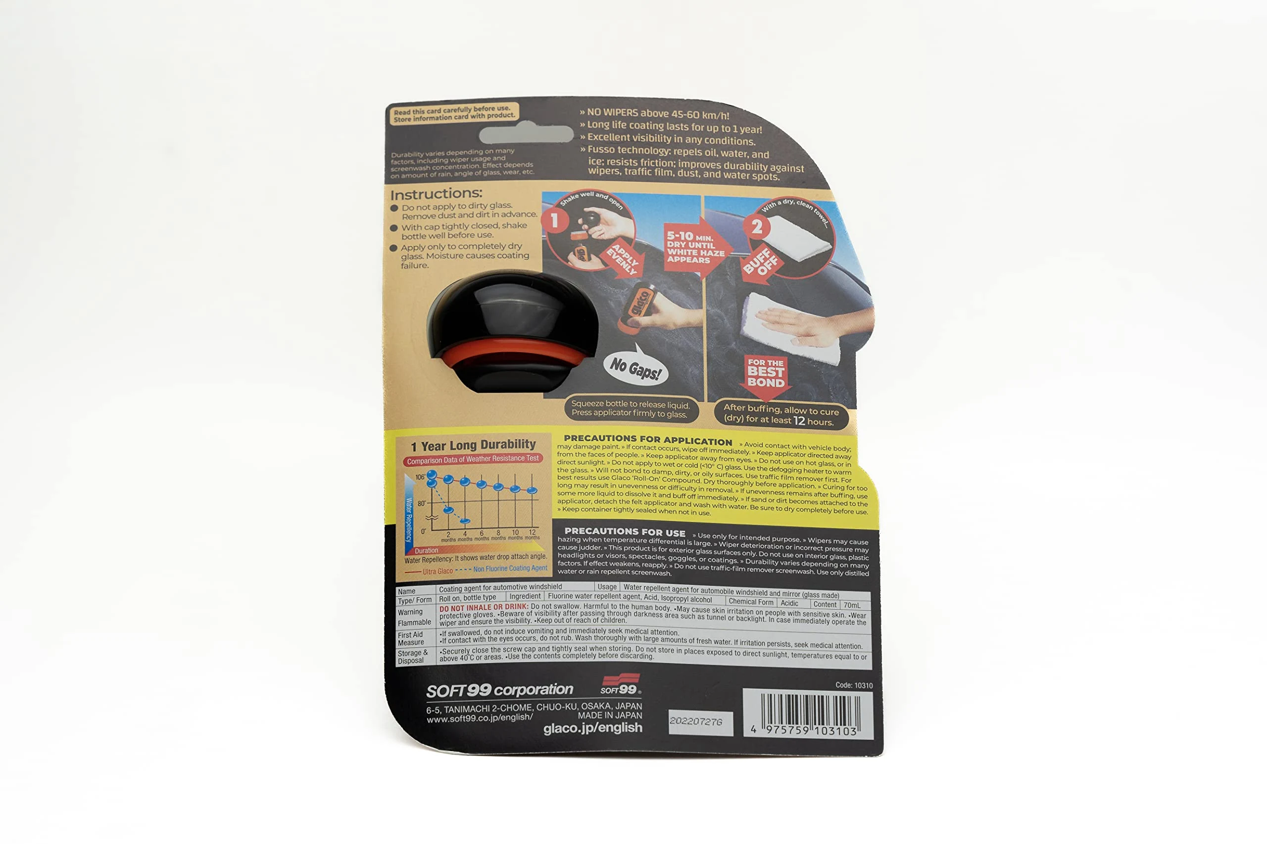 SOFT99 Glaco Compound Roll On 100ml & Ultra Glaco 70ml Bundle Pack product photo, view 5 of 6