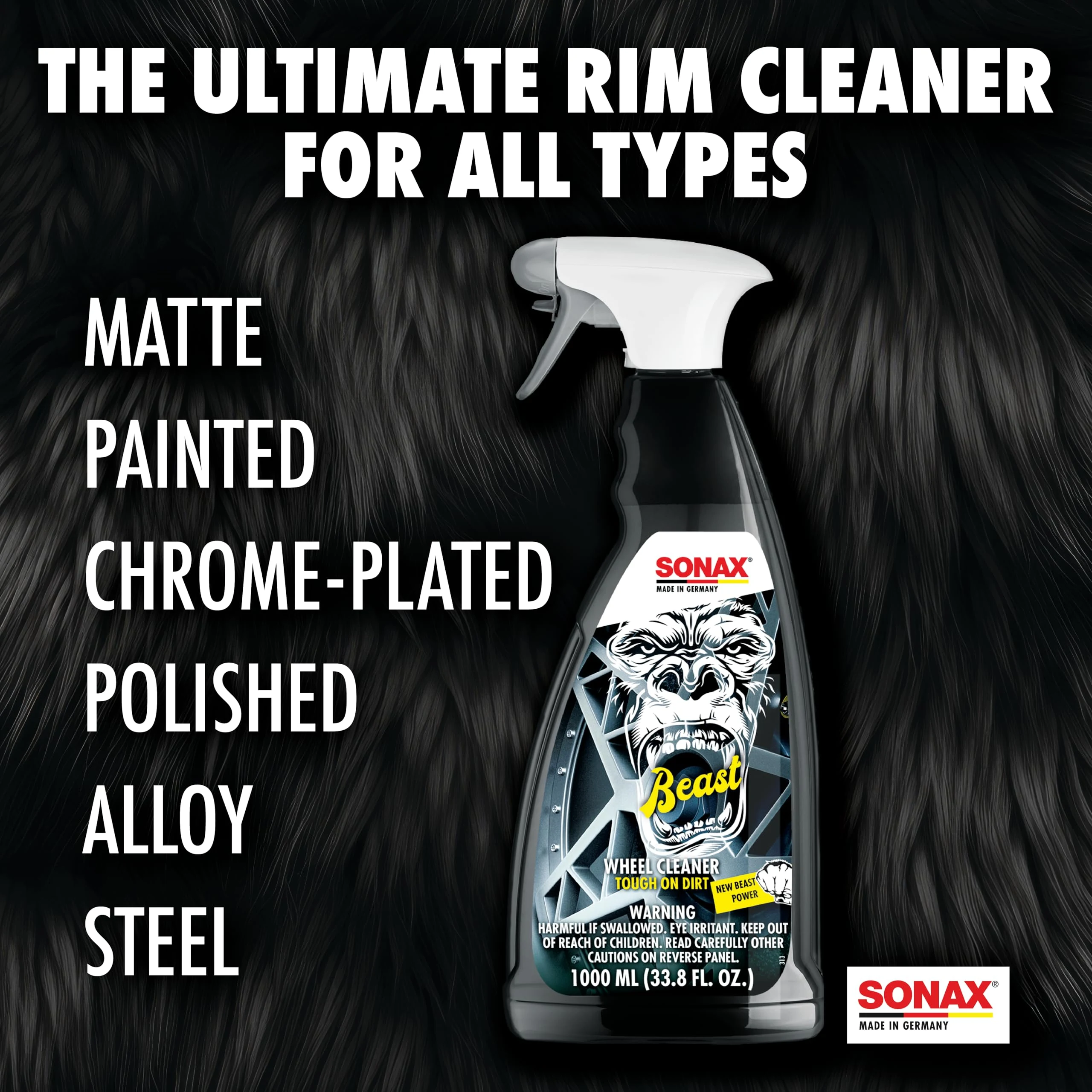 SONAX The Beast Wheel Cleaner, Color-Changing Non-Acid Formula, 1 Liter product photo, view 3 of 7