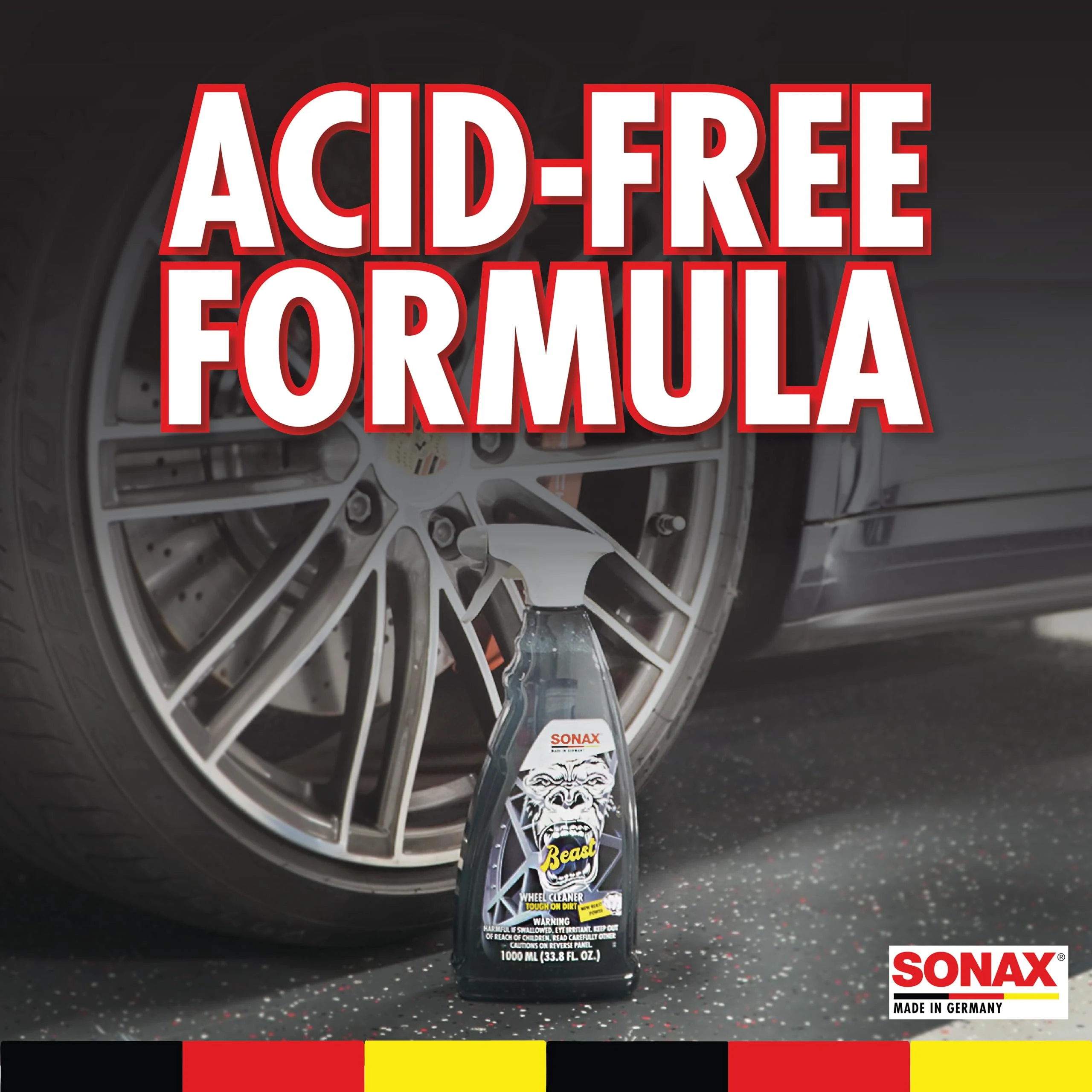 SONAX The Beast Wheel Cleaner, Color-Changing Non-Acid Formula, 1 Liter product photo, view 5 of 7