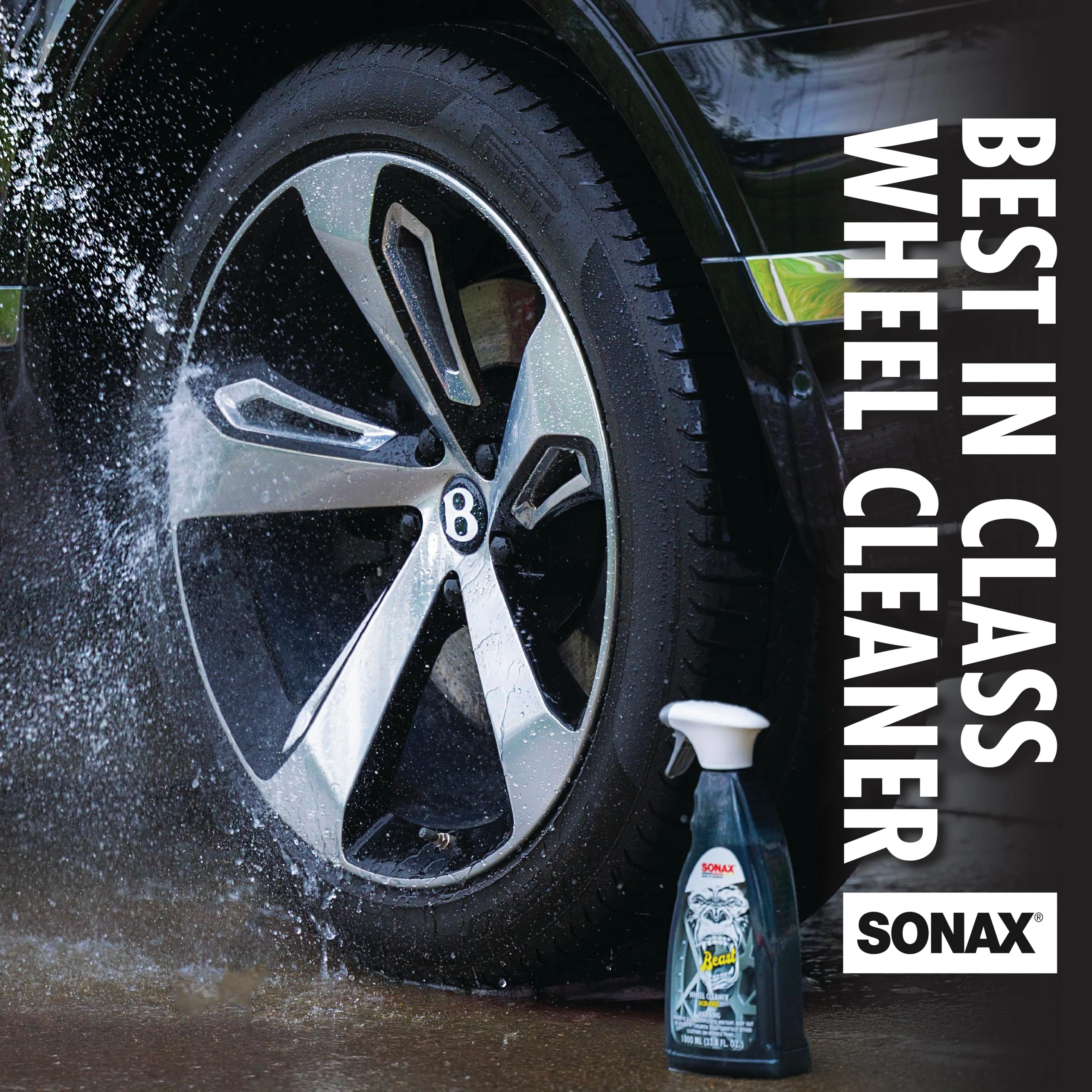 SONAX The Beast Wheel Cleaner, Color-Changing Non-Acid Formula, 1 Liter product photo, view 6 of 7