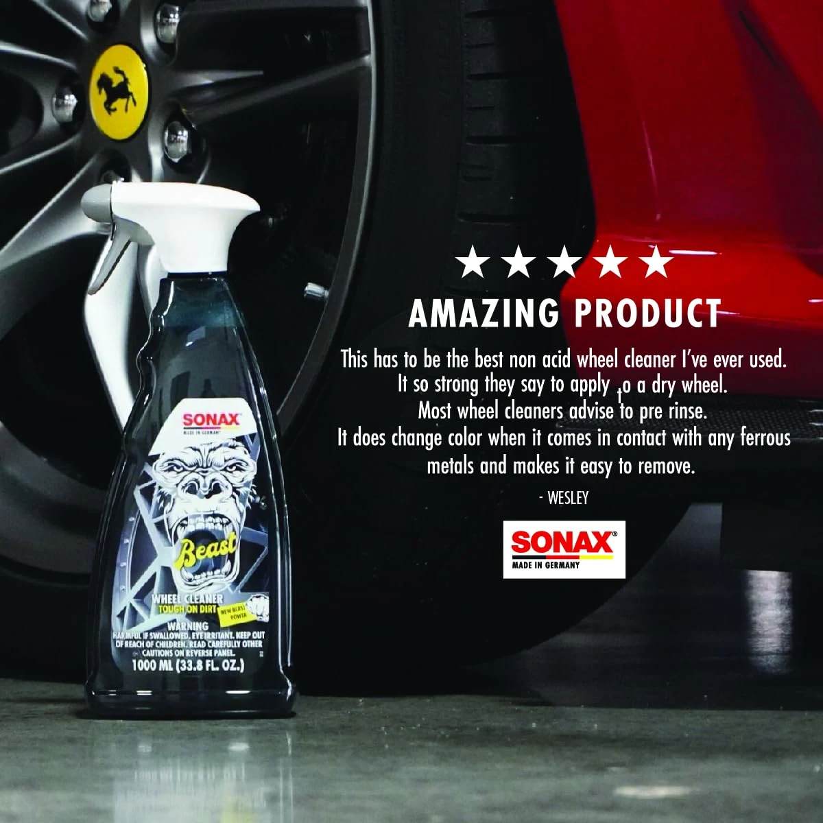 SONAX The Beast Wheel Cleaner, Color-Changing Non-Acid Formula, 1 Liter product photo, view 7 of 7