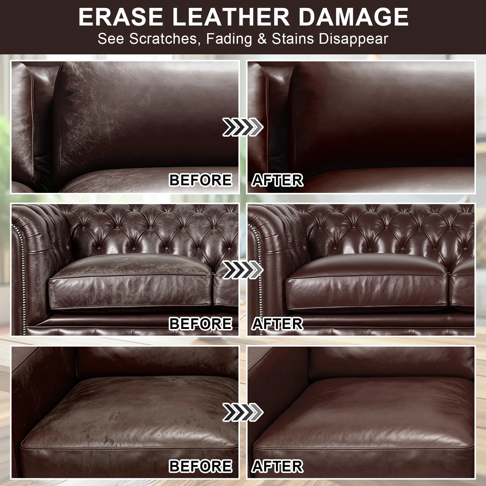 STARTSO WORLD Leather Recoloring Balm, Dark Brown Leather Repair Kit for Furniture, Leather Dye, Leather Color Restorer for C product photo, view 5 of 7