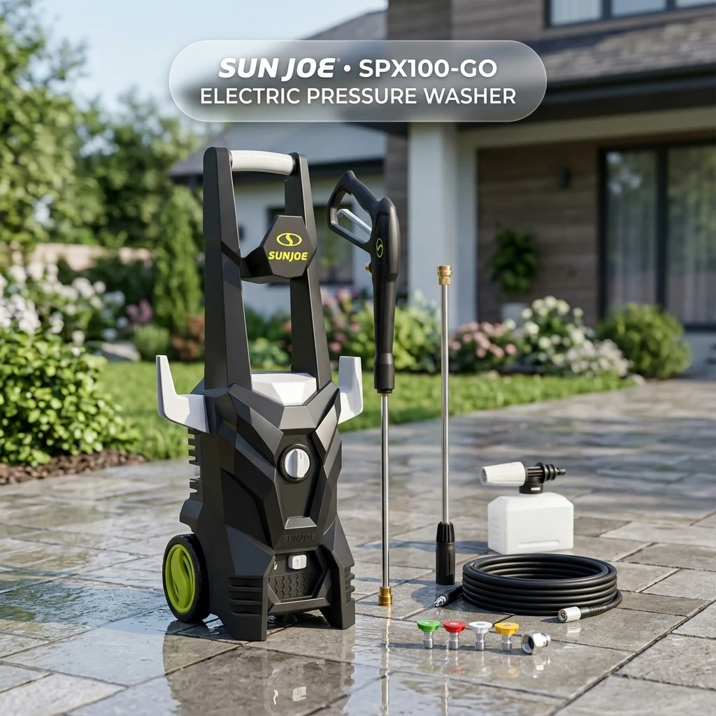 Sun Joe SPX100-GO Electric Pressure Washer, 13-Amp, 4 Nozzles, Foam Cannon product photo, view 1 of 8