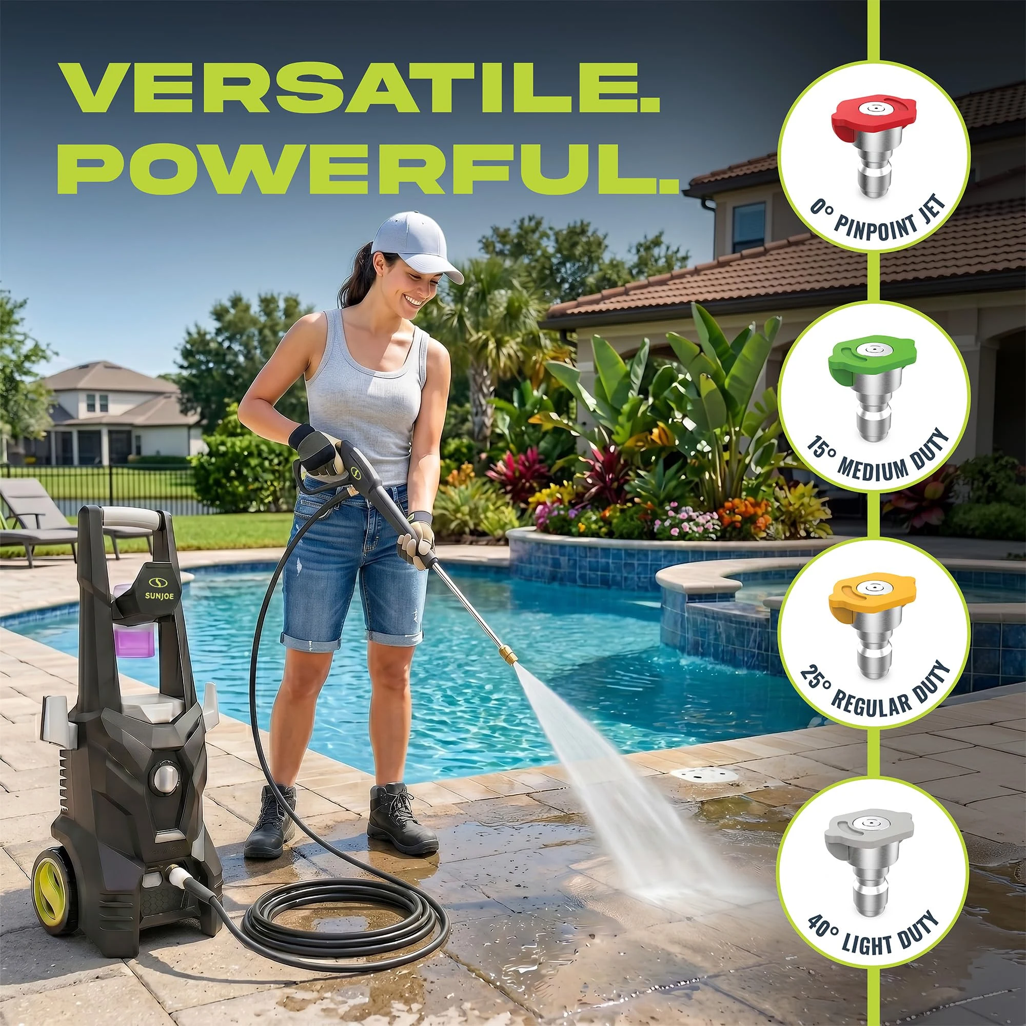 Sun Joe SPX100-GO Electric Pressure Washer, 13-Amp, 4 Nozzles, Foam Cannon product photo, view 4 of 8
