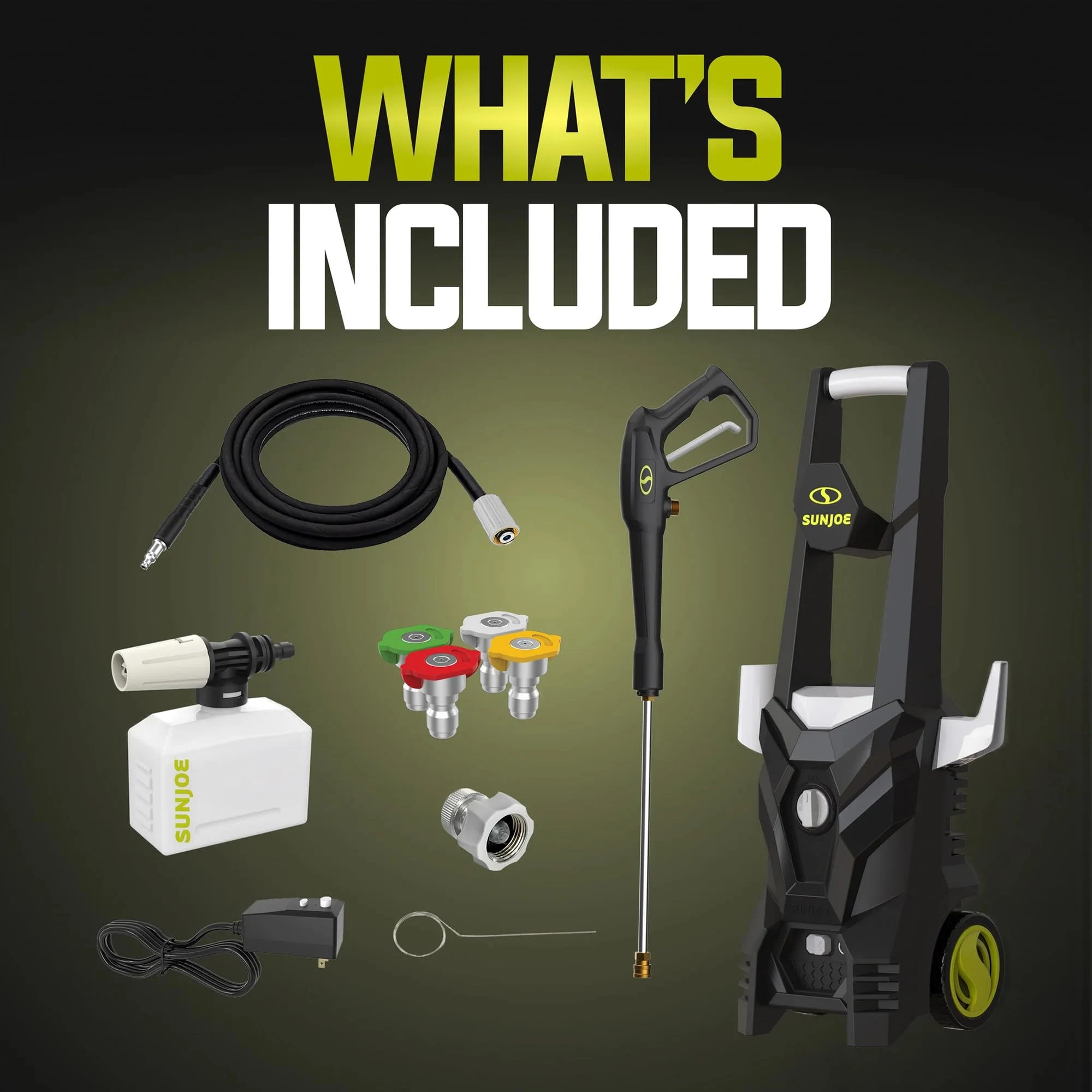 Sun Joe SPX100-GO Electric Pressure Washer, 13-Amp, 4 Nozzles, Foam Cannon product photo, view 8 of 8