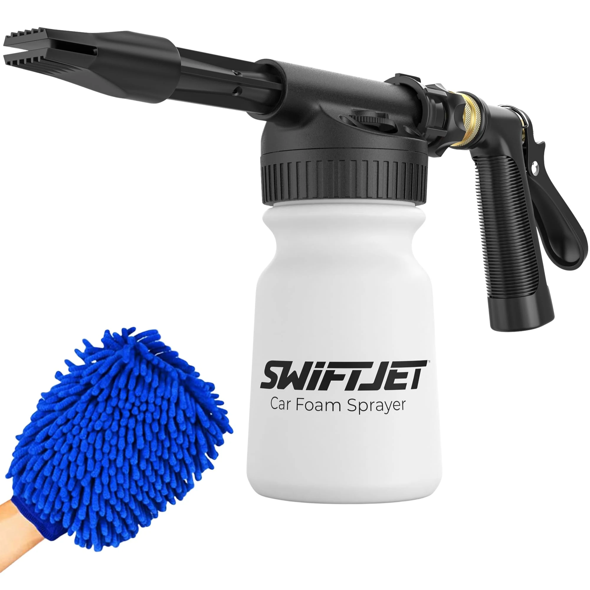 SwiftJet Car Wash Foam Gun + Microfiber Wash Mitt - Works with Any Soap - Garden Hose Car Foam Sprayer - Foam Cannon Car Wash product photo, view 2 of 8
