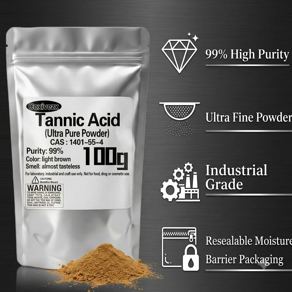 Tannic Acid, Tannic Acid Powder 99% Pure, Metal Restoration (100g(3.5oz)) product photo, view 3 of 7