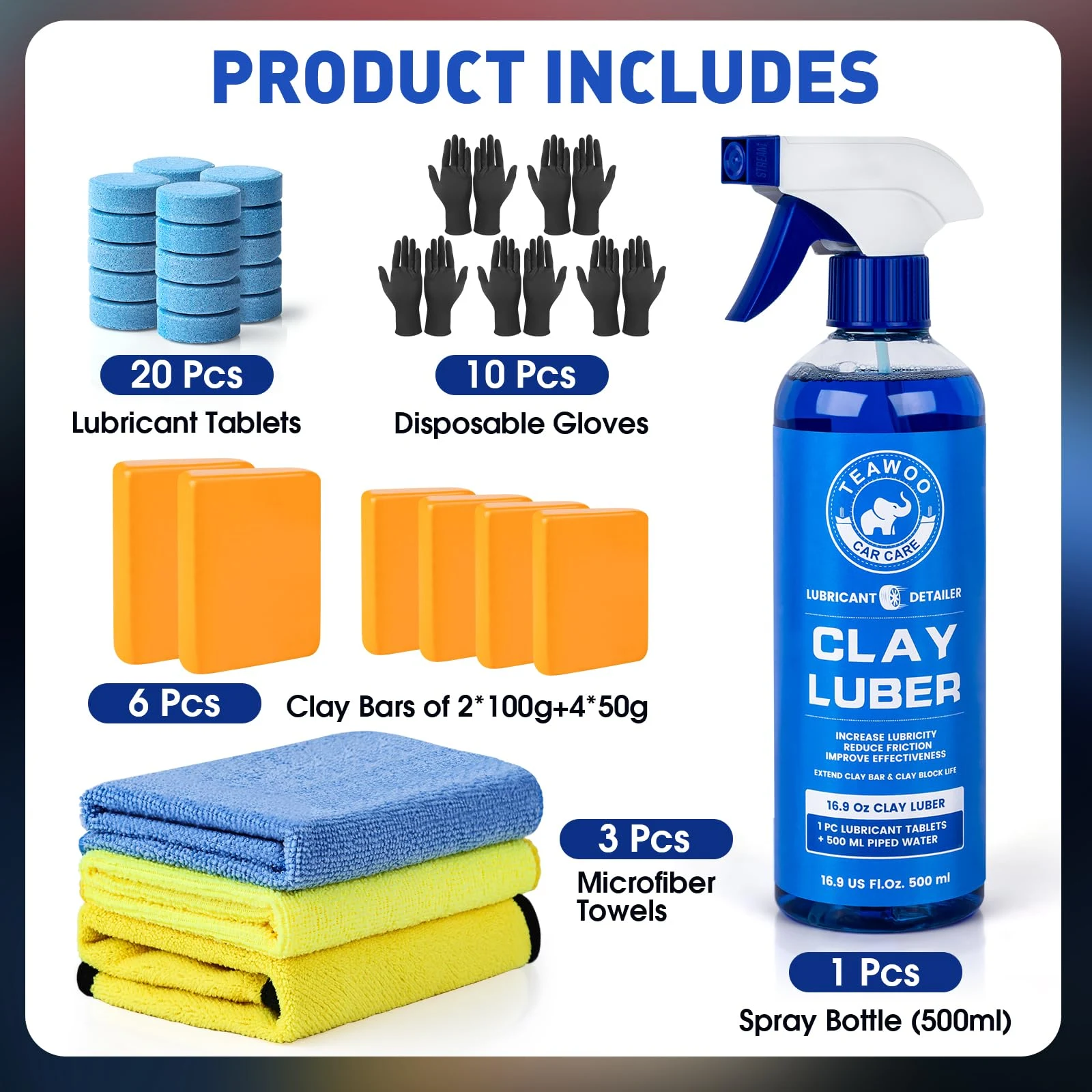 TEAWOO Clay Bar Kit, Car Detailing Kit for Car Detailing Cleaning product photo, view 2 of 6