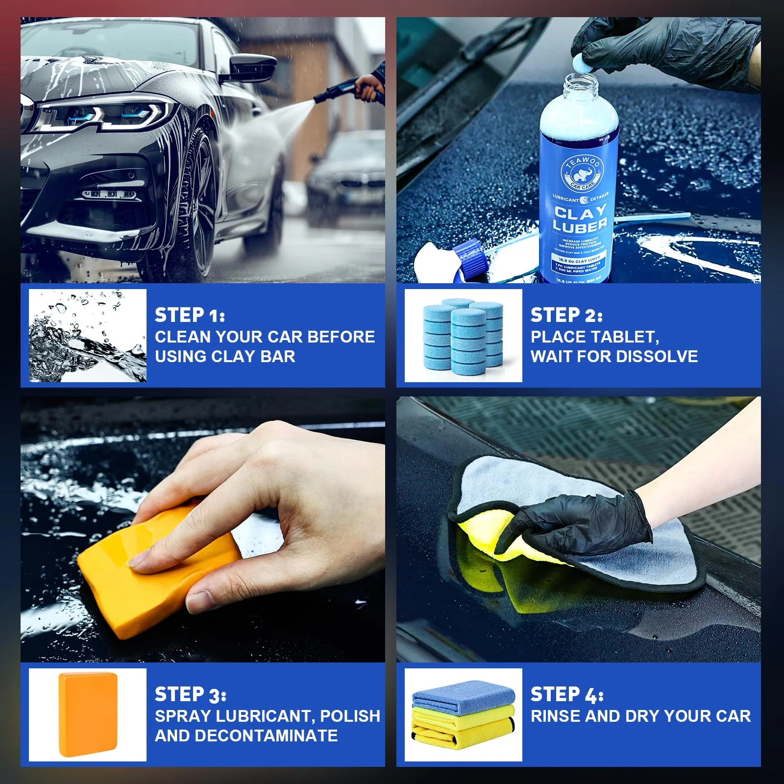 TEAWOO Clay Bar Kit, Car Detailing Kit for Car Detailing Cleaning product photo, view 5 of 6