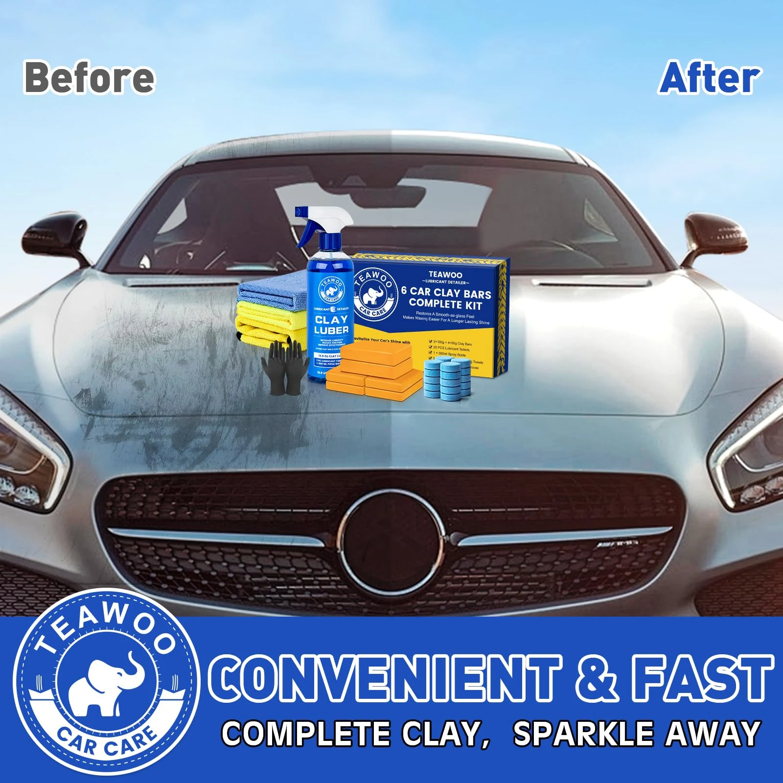 TEAWOO Clay Bar Kit, Car Detailing Kit for Car Detailing Cleaning product photo, view 6 of 6
