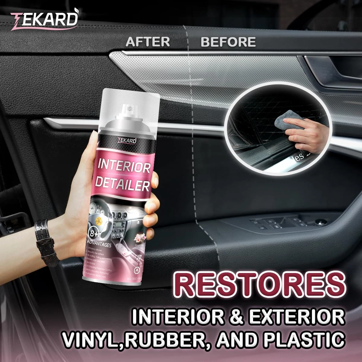 TEKARD Fine-Mist Interior Detailer Spray, Car Interior Cleaner, 2 x 15 oz product photo, view 2 of 6
