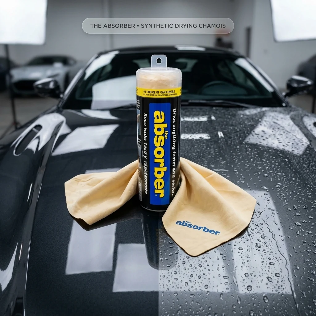 the absorber® Large 27-Inch x 17-Inch, Natural (Tan) - Synthetic Premium Drying Chamois Cloth for Car - Super Absorbent, Scra product photo