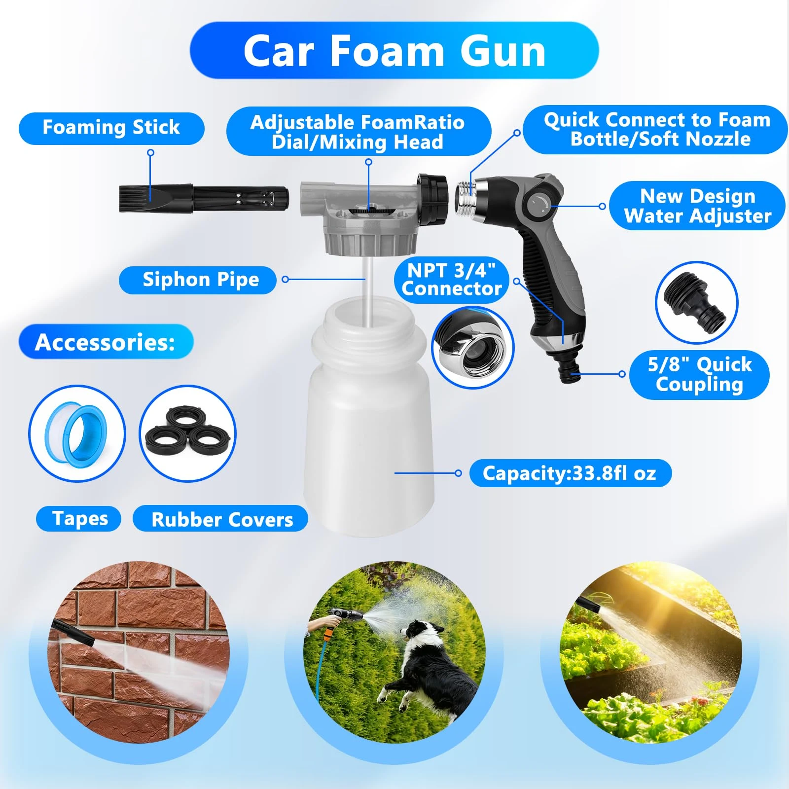 ThinkLearn Car Detailing Kit with Foam Gun, Car Wash Mop for Deep Cleaning product photo, view 3 of 8