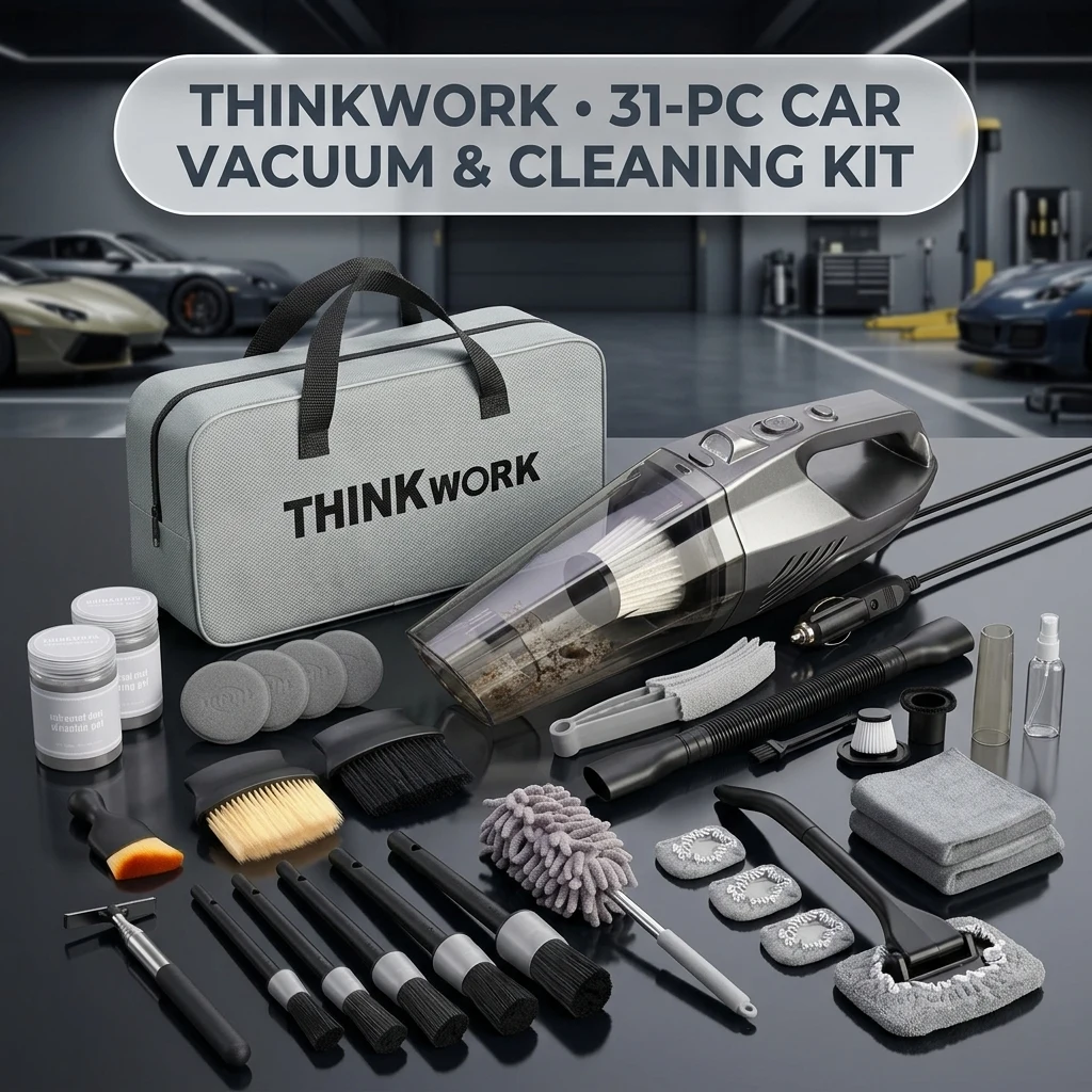 THINKWORK Car Cleaning Kit with High Power Vacuum,31PCS Car Detailing Kit product photo, view 1 of 7