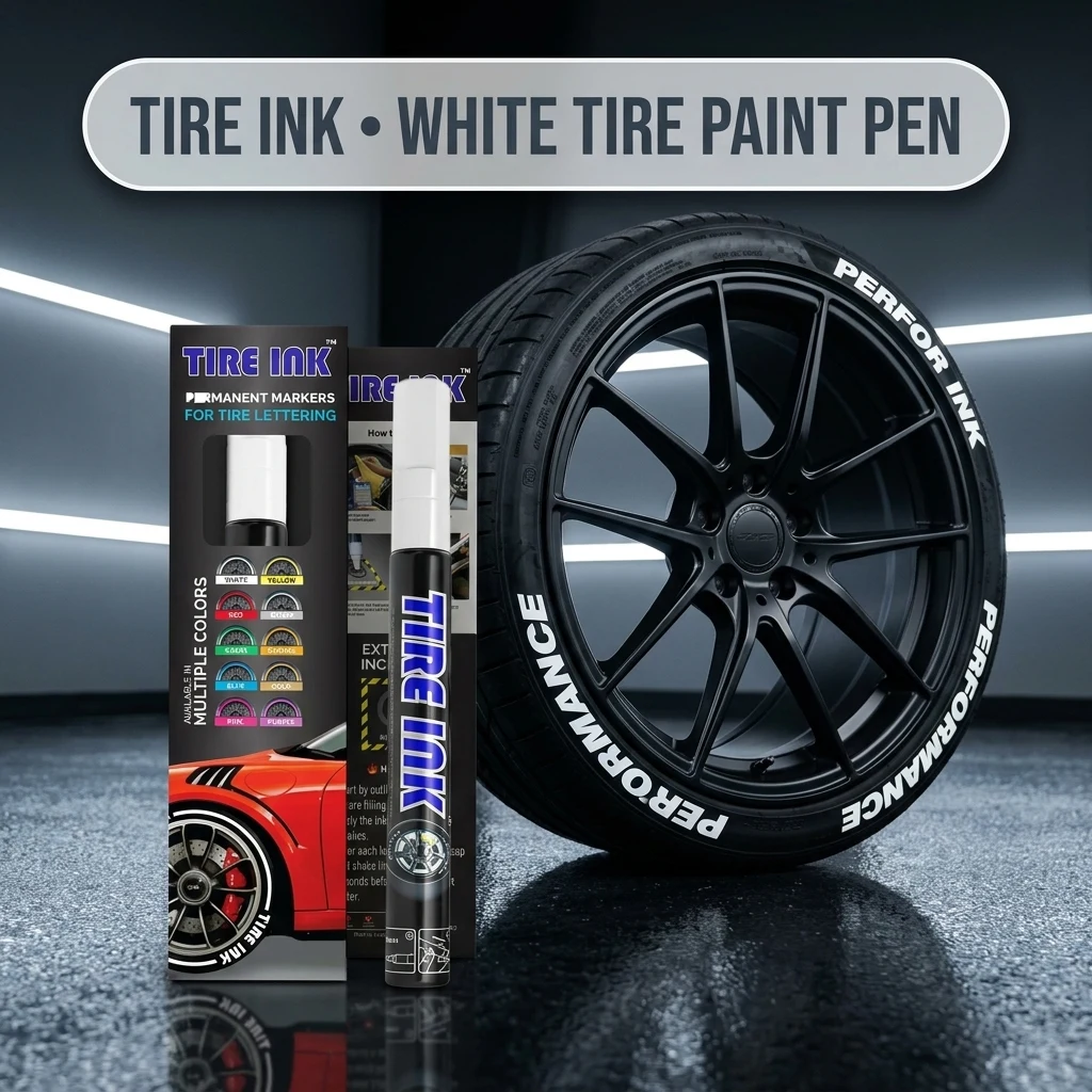 Tire Ink White Tire Paint Pen - Waterproof Permanent Paint pens for Car Wheels Lettering product photo, view 1 of 8