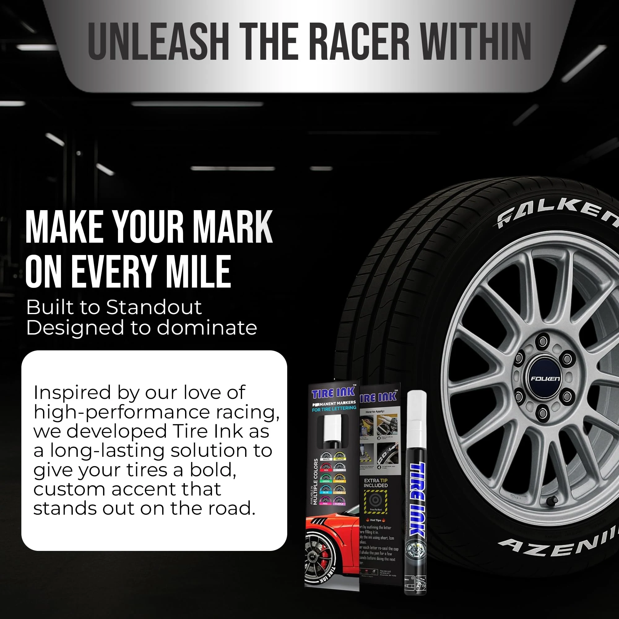 Tire Ink White Tire Paint Pen - Waterproof Permanent Paint pens for Car Wheels Lettering product photo, view 3 of 8