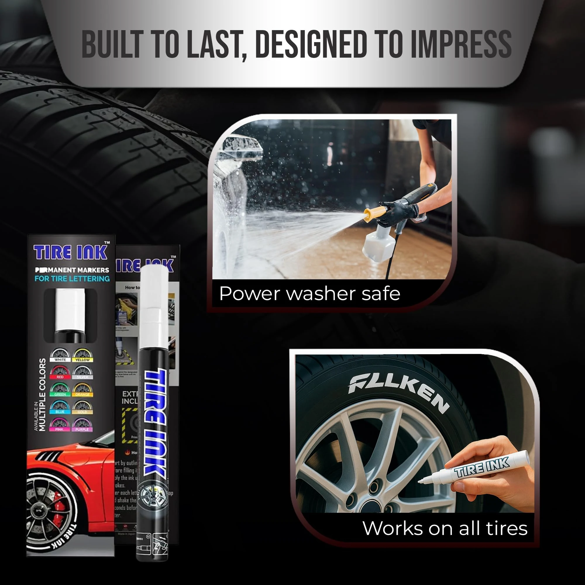 Tire Ink White Tire Paint Pen - Waterproof Permanent Paint pens for Car Wheels Lettering product photo, view 5 of 8