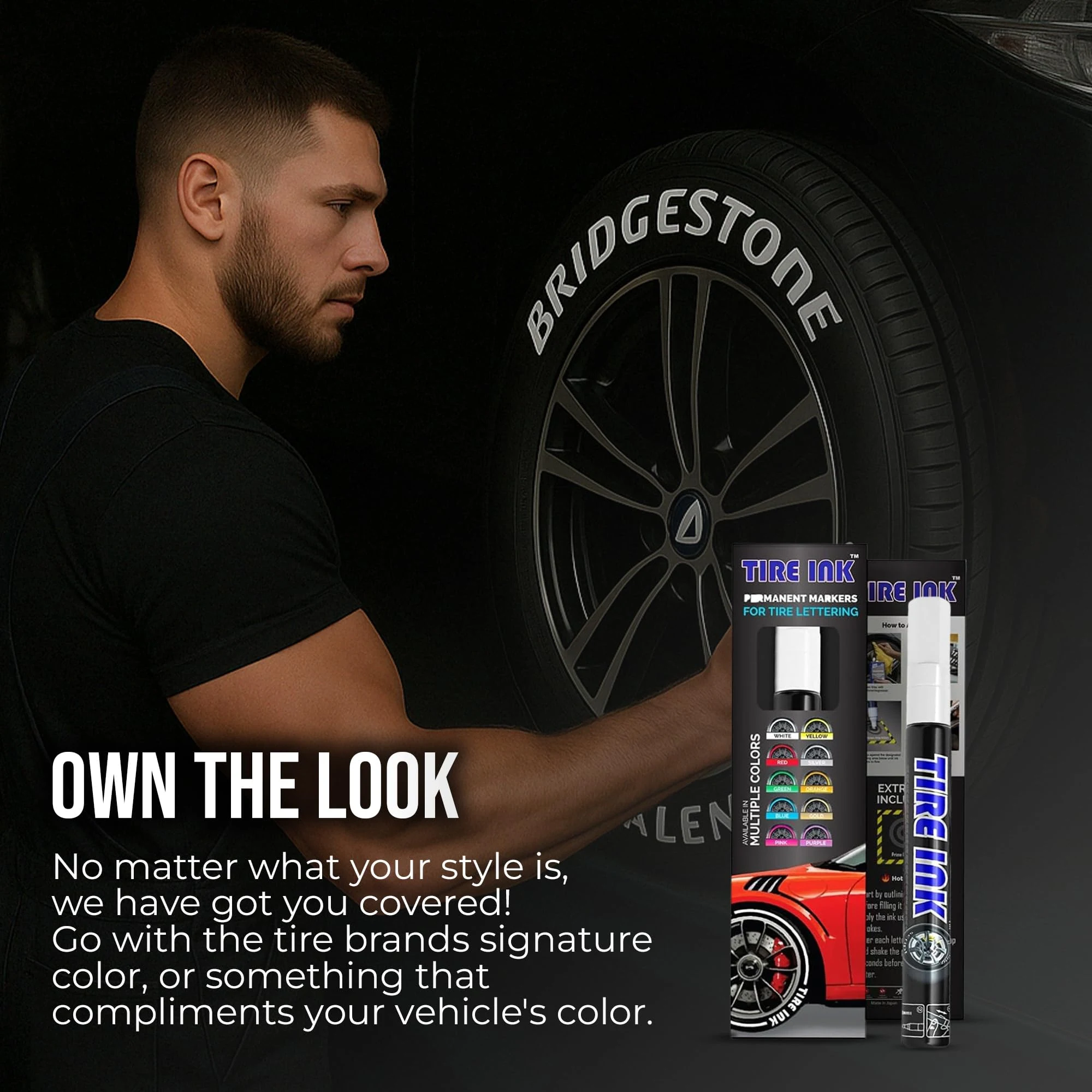 Tire Ink White Tire Paint Pen - Waterproof Permanent Paint pens for Car Wheels Lettering product photo, view 8 of 8