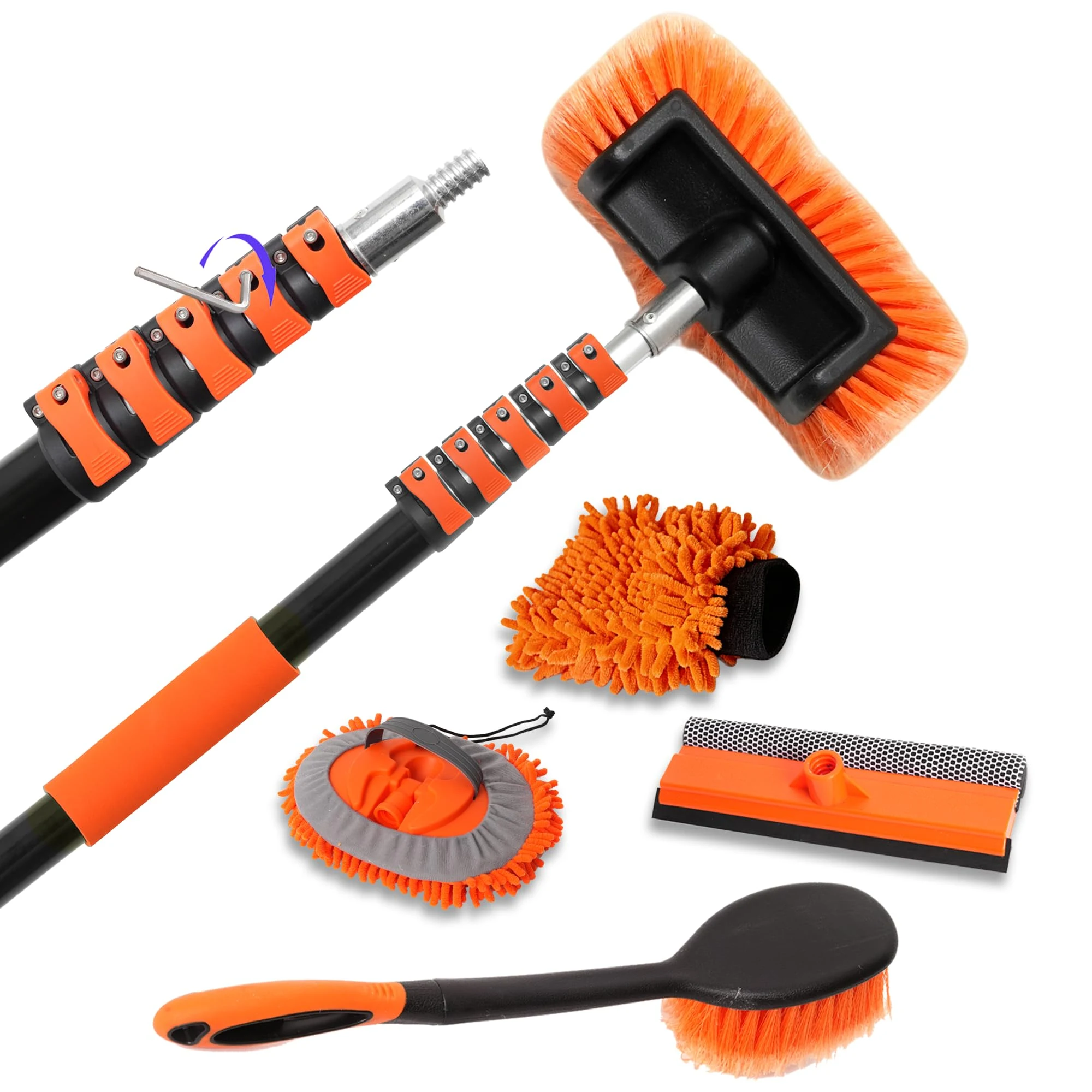 TONYINGO 18FT Reach 6-in-1 Car Wash Brush Kit with Telescopic Pole for RV product photo, view 2 of 7