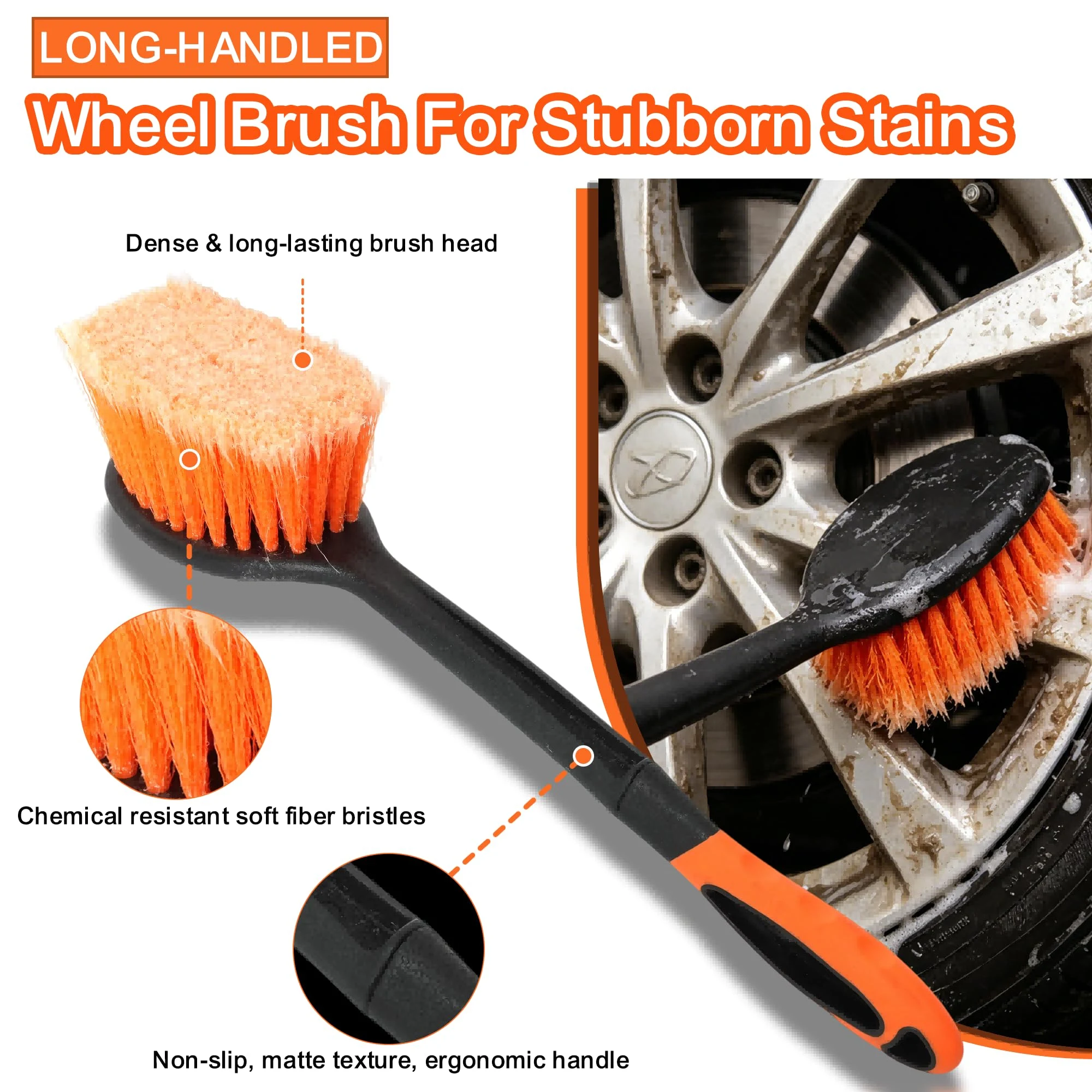 TONYINGO 18FT Reach 6-in-1 Car Wash Brush Kit with Telescopic Pole for RV product photo, view 6 of 7