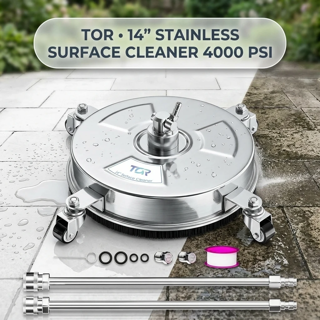 TOR 14" Pressure Washer Surface Cleaner 4000 PSI Stainless Steel, 4 Wheels product photo