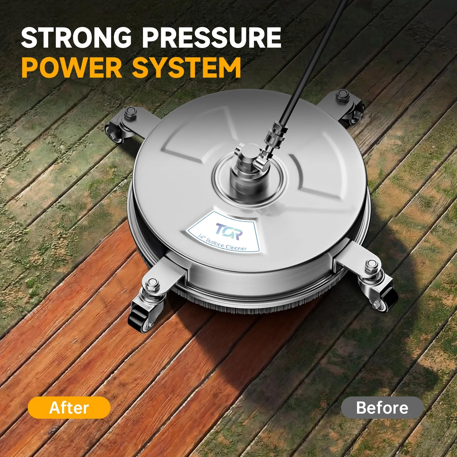 TOR 14" Pressure Washer Surface Cleaner 4000 PSI Stainless Steel, 4 Wheels product photo, view 7 of 7