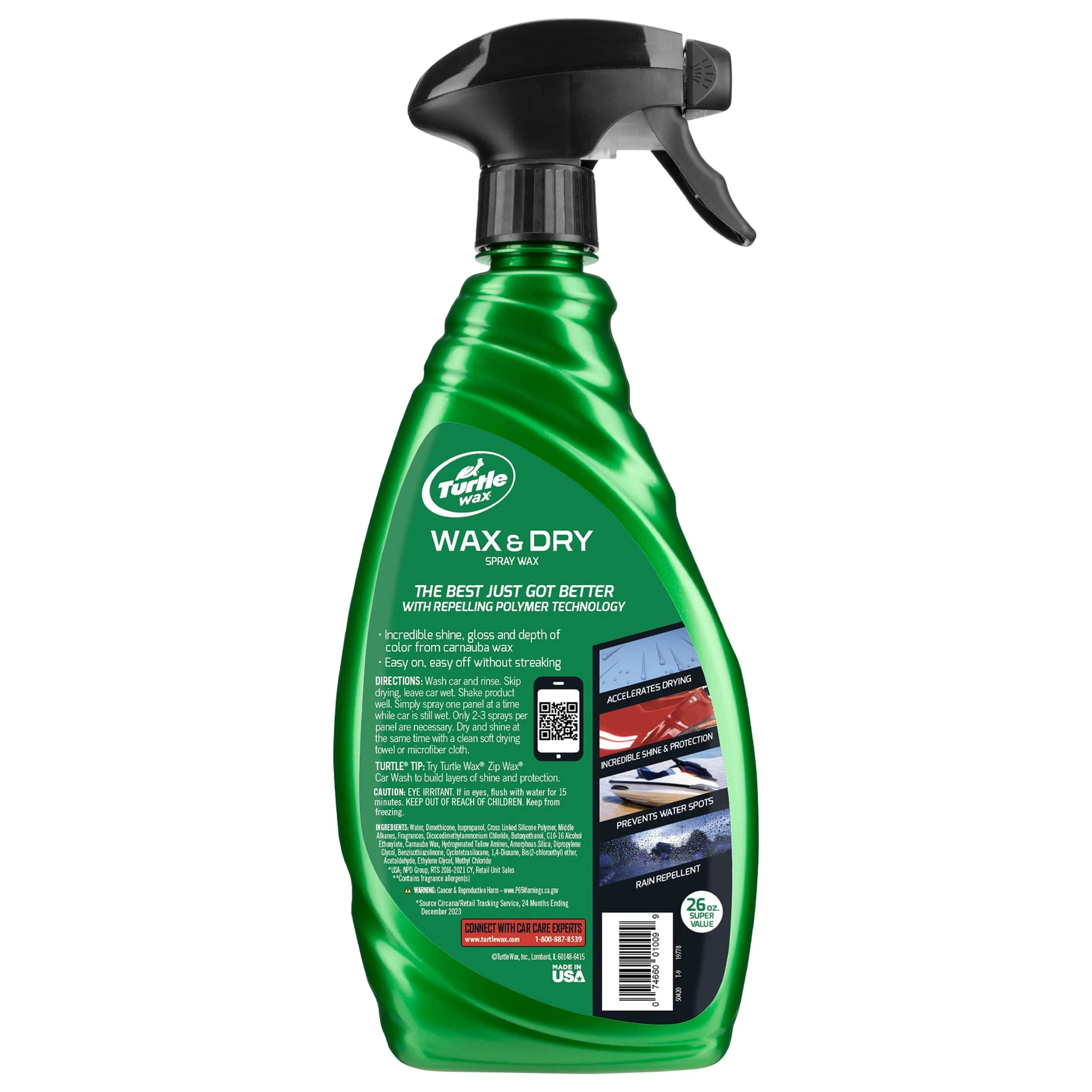 Turtle Wax Wax & Dry Spray Car Wax, 26 oz. 2-Pack with Microfiber Towel product photo, view 2 of 6