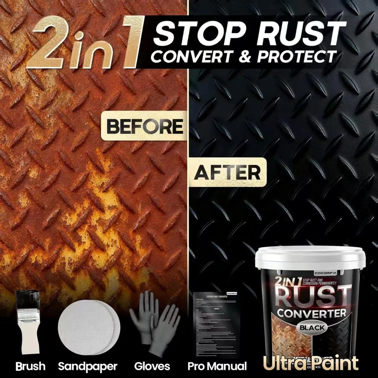 Ultra 2-in-1 Rust Converter Paint & Metal Primer, Reformer for Car Frame product photo, view 3 of 7