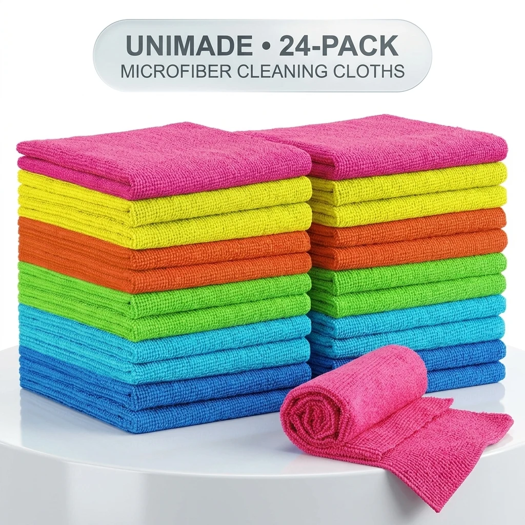 UNIMADE Microfiber Cleaning Cloth, 24 Pack Reusable Microfiber Towels product photo