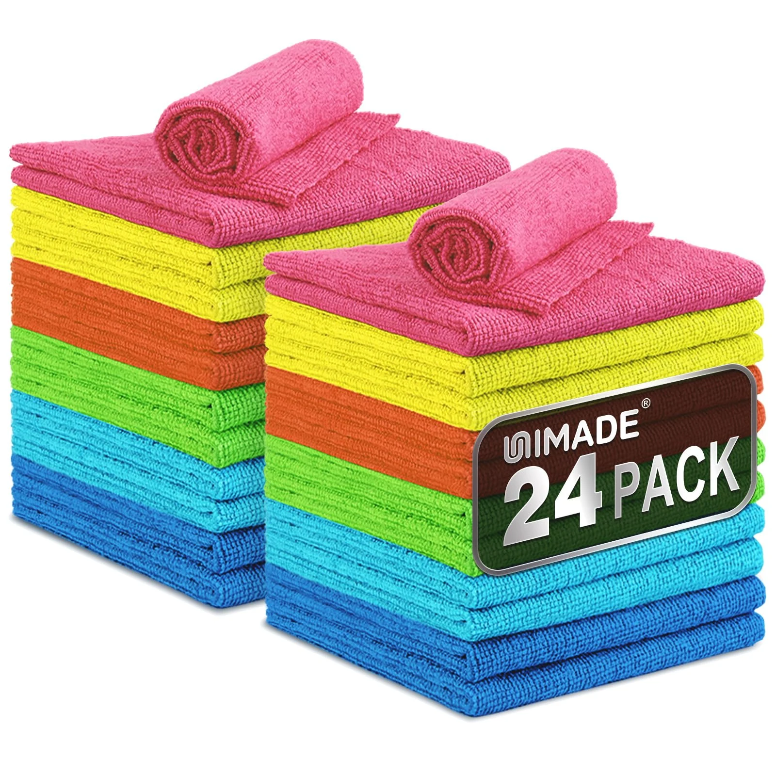 UNIMADE Microfiber Cleaning Cloth, 24 Pack Reusable Microfiber Towels product photo, view 2 of 8
