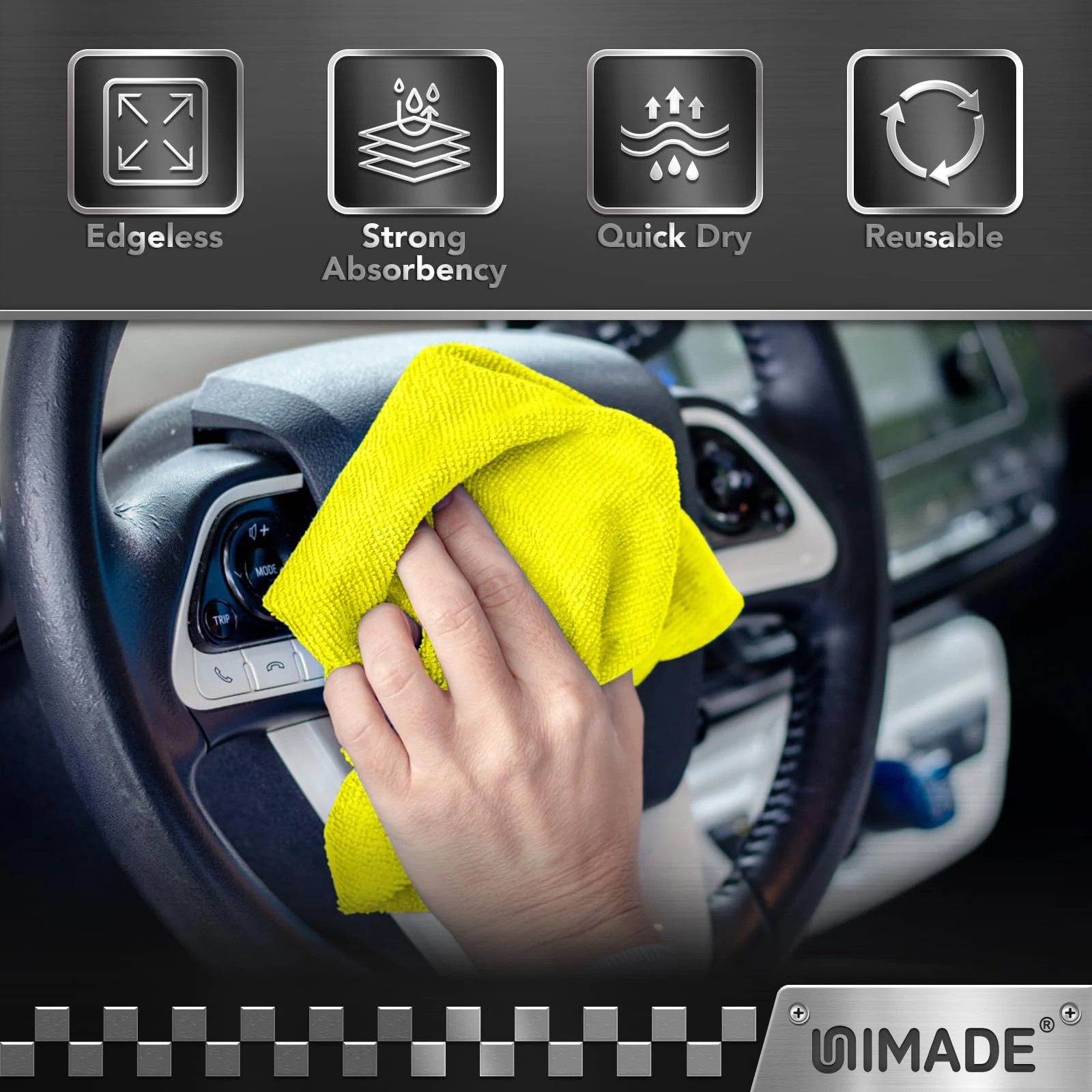UNIMADE Microfiber Cleaning Cloth, 24 Pack Reusable Microfiber Towels product photo, view 7 of 8