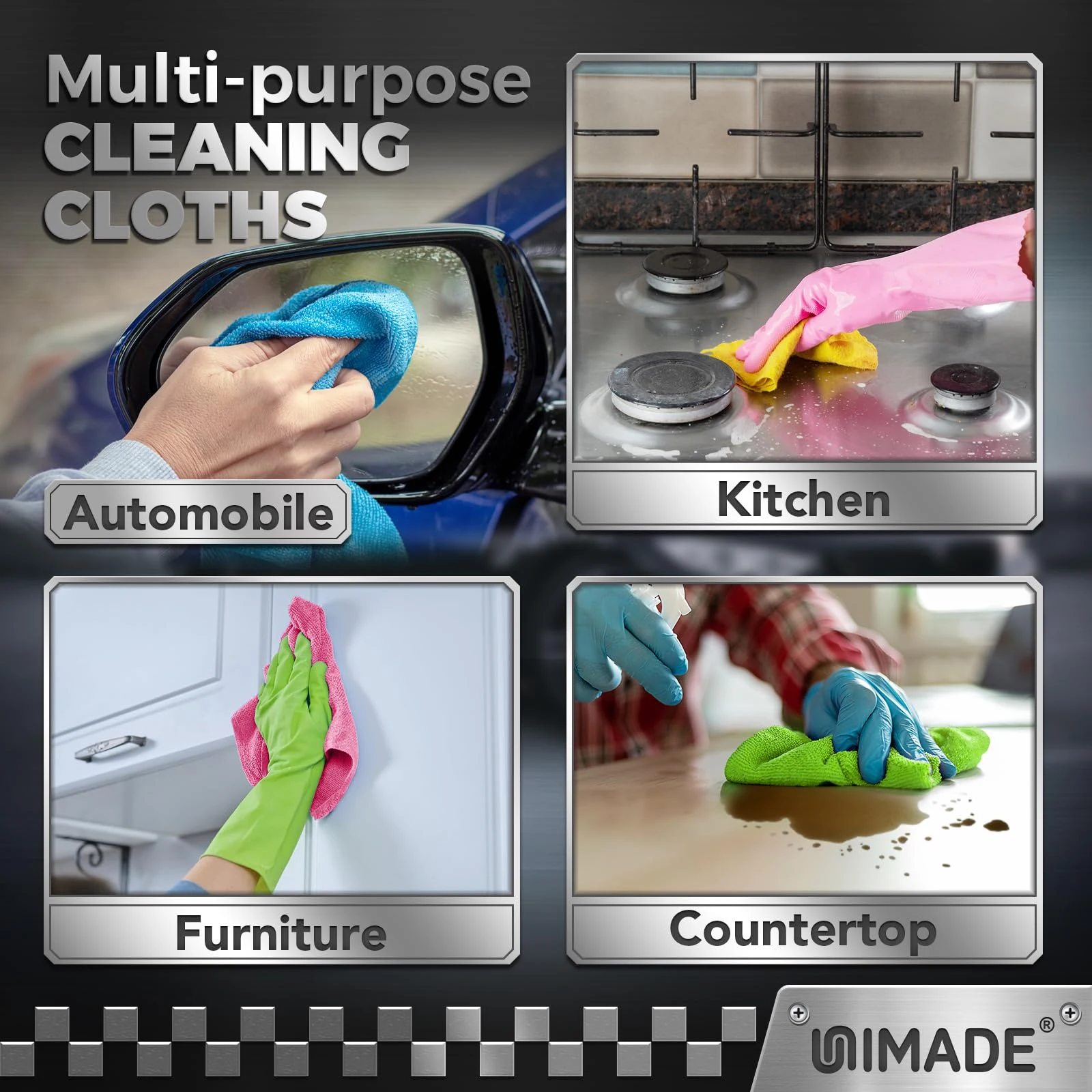 UNIMADE Microfiber Cleaning Cloth, 24 Pack Reusable Microfiber Towels product photo, view 8 of 8