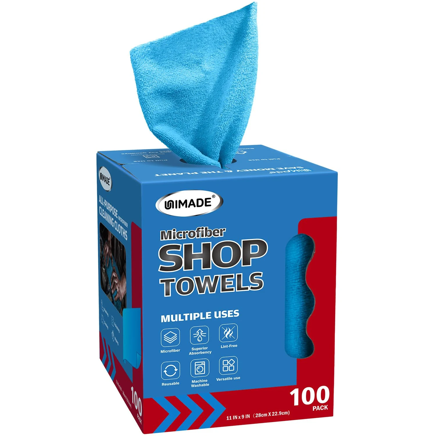 UNIMADE Shop Rags, 100 Sheets Microfiber Cleaning Cloth product photo, view 2 of 7