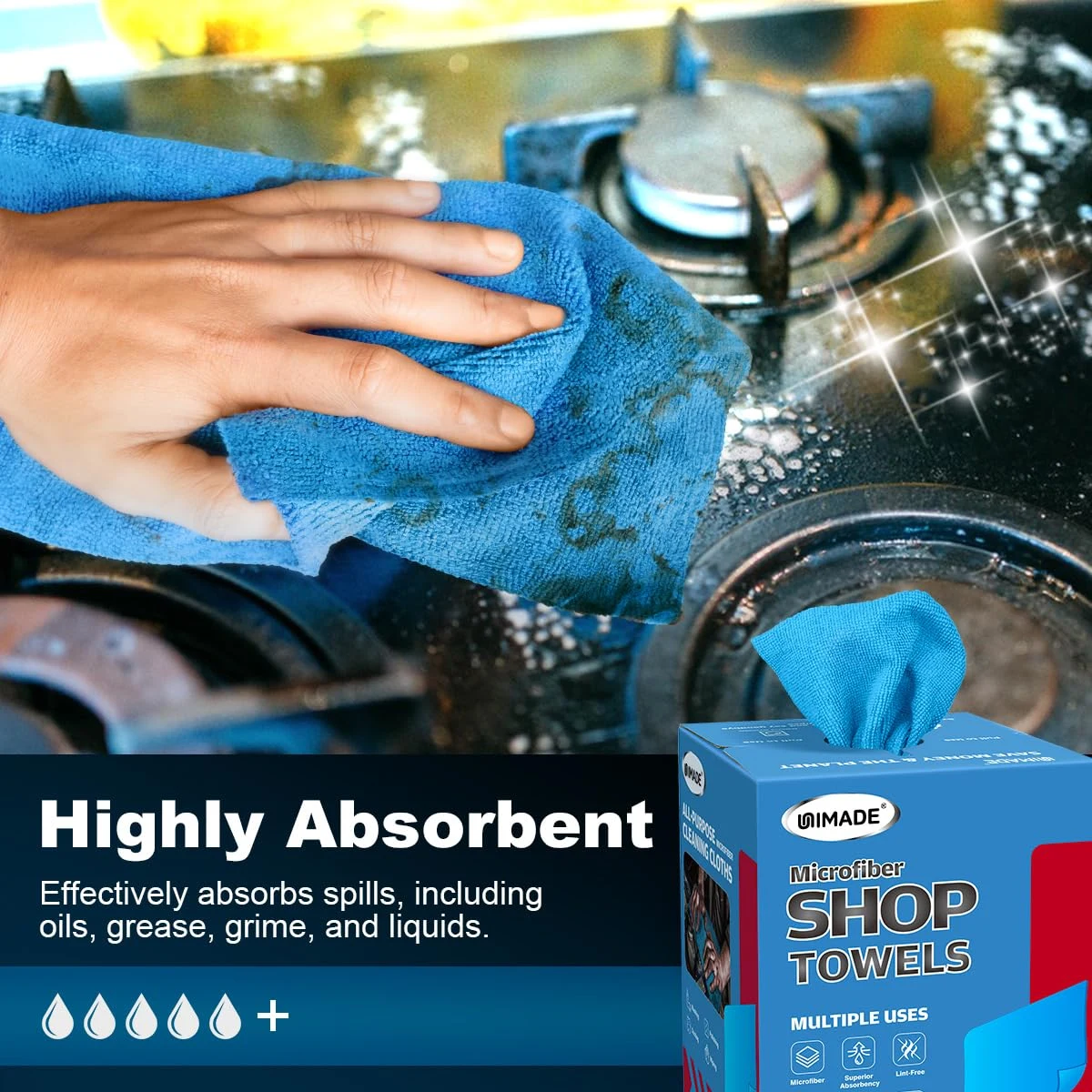 UNIMADE Shop Rags, 100 Sheets Microfiber Cleaning Cloth product photo, view 4 of 7