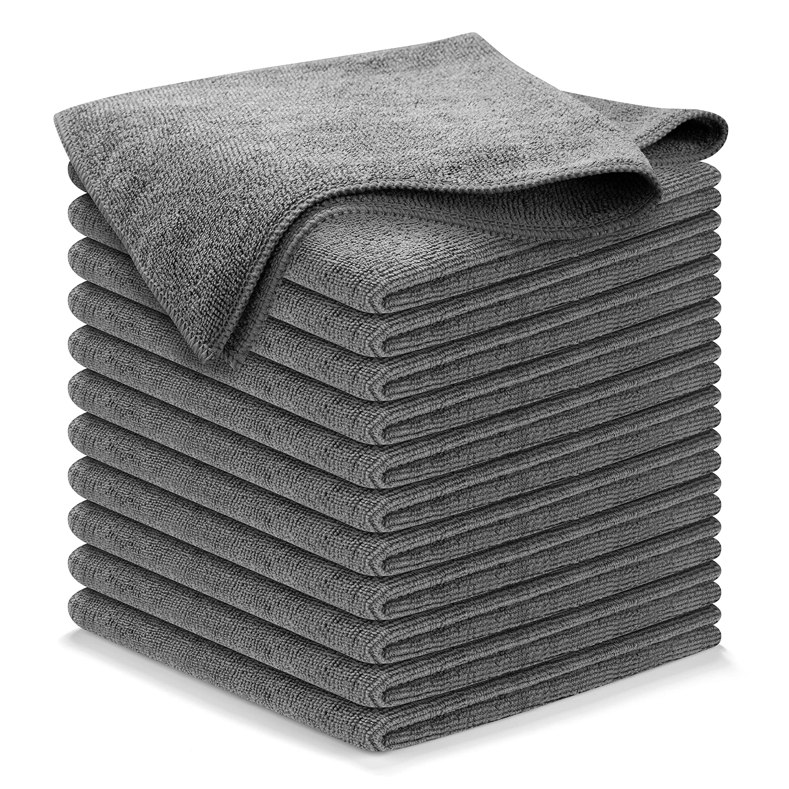 USANOOKS Microfiber Cleaning Cloth Grey - 12 Pcs (12.5"x12.5") - High Performance - 1200 Washes, Ultra Absorbent Microfiber T product photo, view 2 of 7