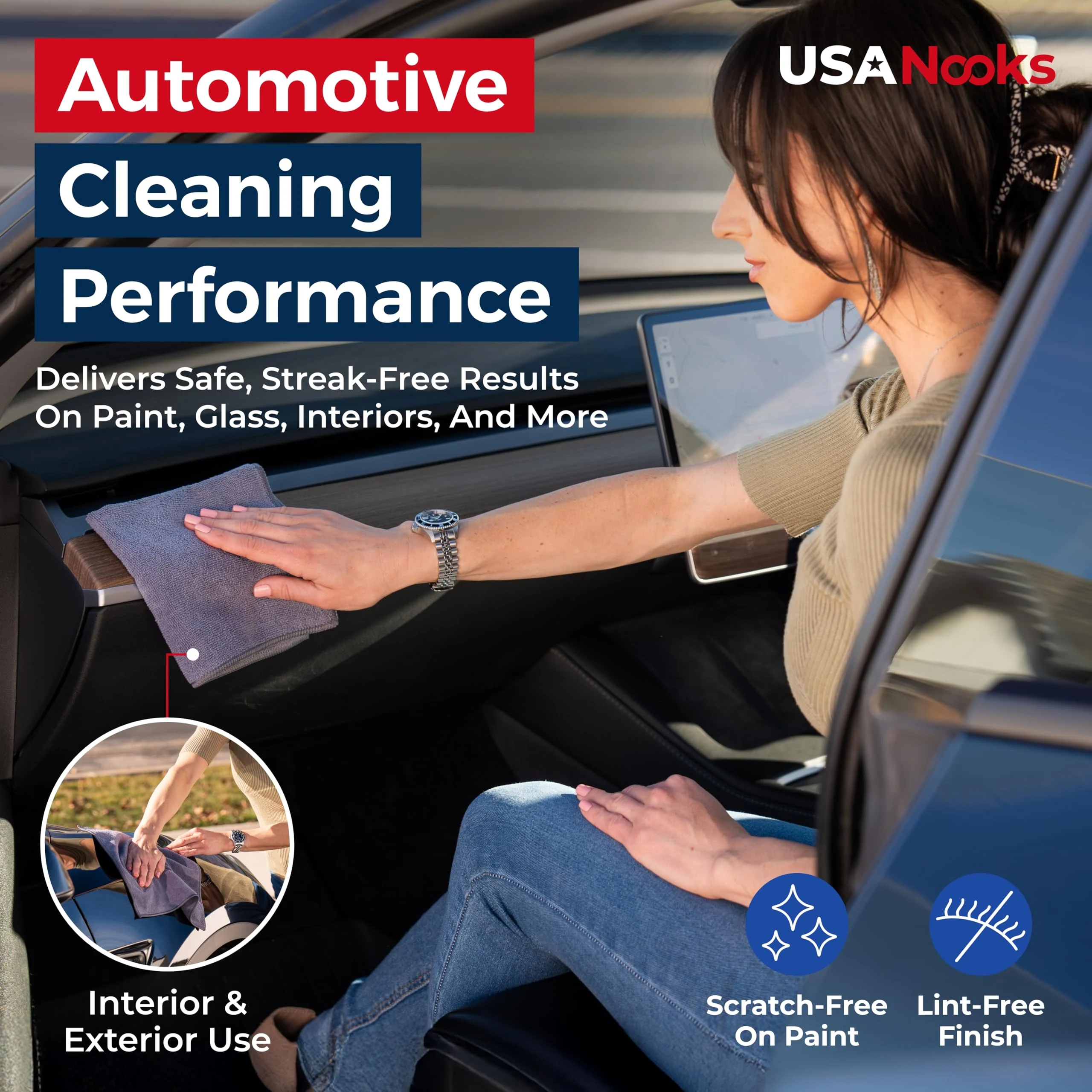 USANOOKS Microfiber Cleaning Cloth Grey - 12 Pcs (12.5"x12.5") - High Performance - 1200 Washes, Ultra Absorbent Microfiber T product photo, view 6 of 7