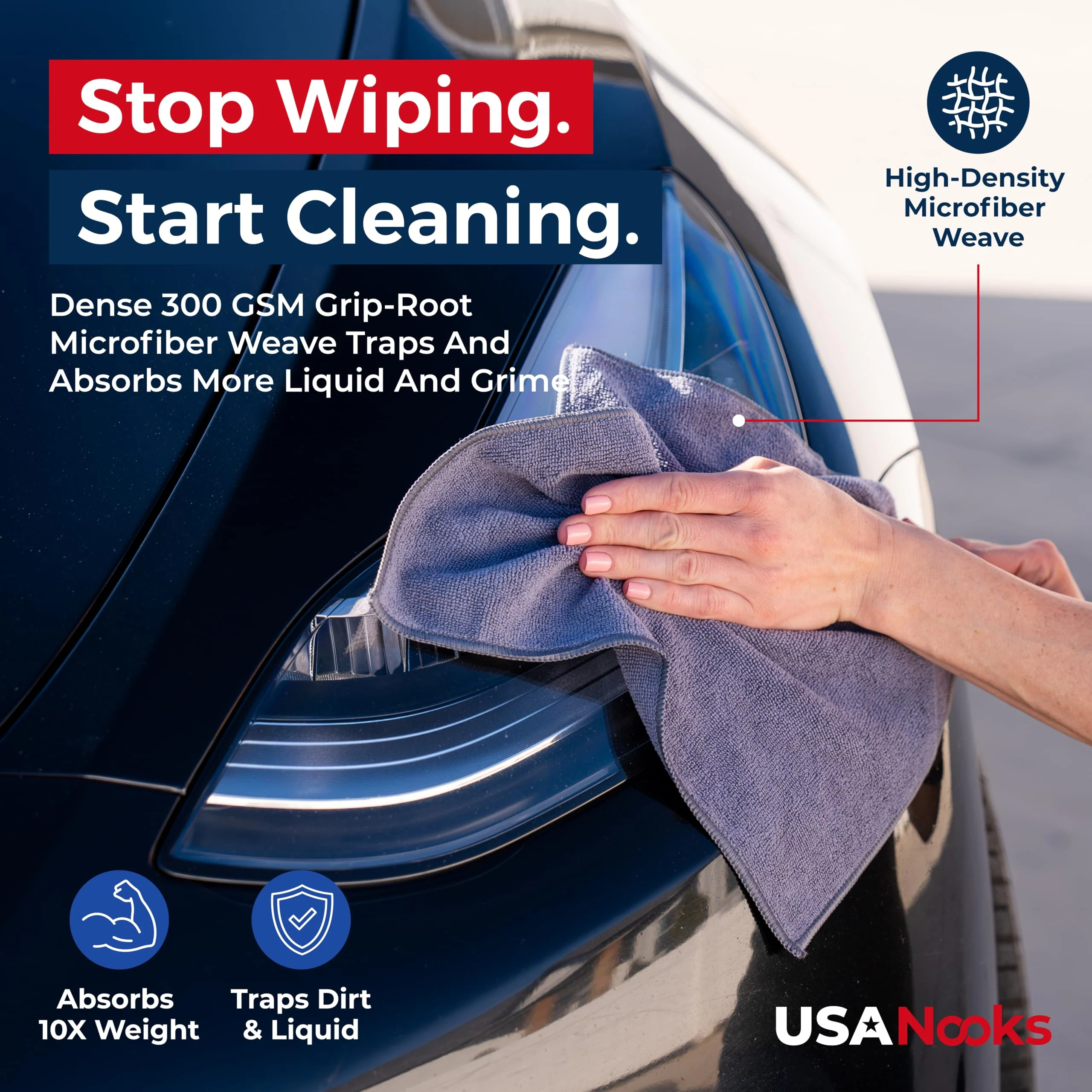 USANOOKS Microfiber Cleaning Cloth Grey - 12 Pcs (12.5"x12.5") - High Performance - 1200 Washes, Ultra Absorbent Microfiber T product photo, view 7 of 7