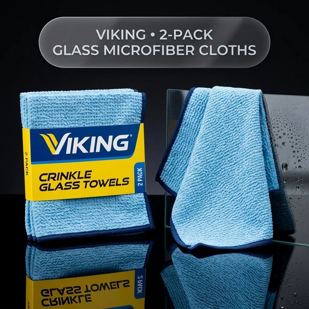 VIKING Glass Microfiber Cleaning Cloth for Car, 16 inch x 16 inch, 2 Pack product photo
